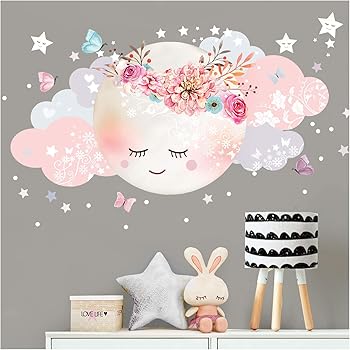Little Deco Wandsticker Mond Wolken I Weiss Rosa L 60 X 31 Cm Bxh I Kinderzimmer Wandtattoo Madchen Baby Deko Zimmer Dl246 1 L Amazon De Kuche Haushalt