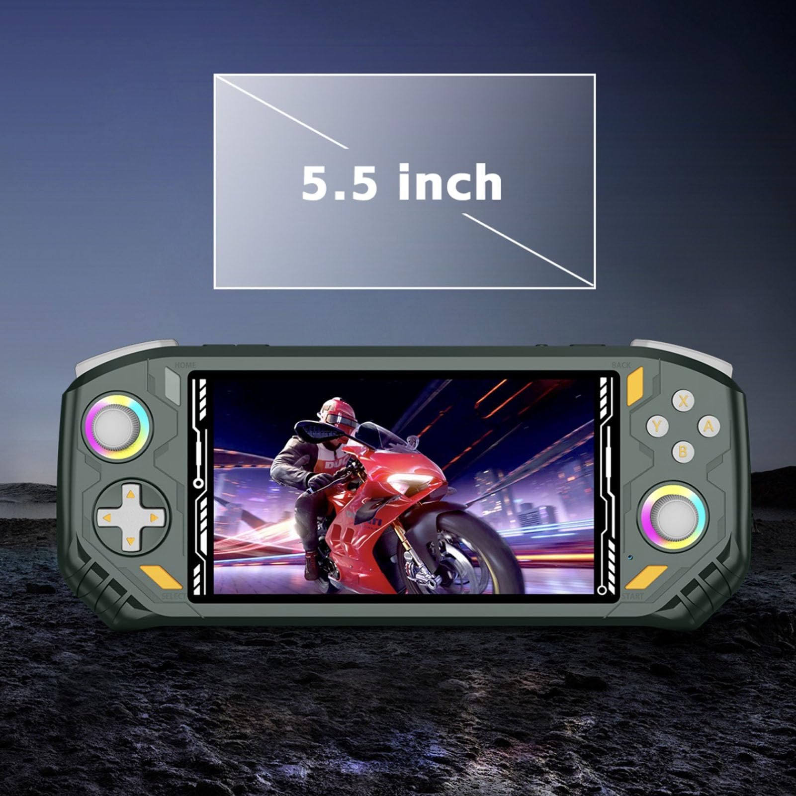 Handheld-Spielekonsole, Tragbarer Gaming-Player mit 5,5-Zoll-Bildschirm und Leistungsstarkem Quad-Core-Chip für Gelegenheitsspieler (Green)