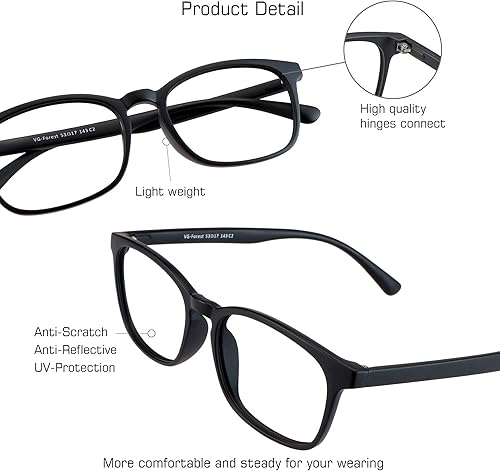 Miniatura 2 de VisionGlobal Lentes de bloqueo de luz azul para mujereshombres, elegante marco cuadrado, antifatiga ocular