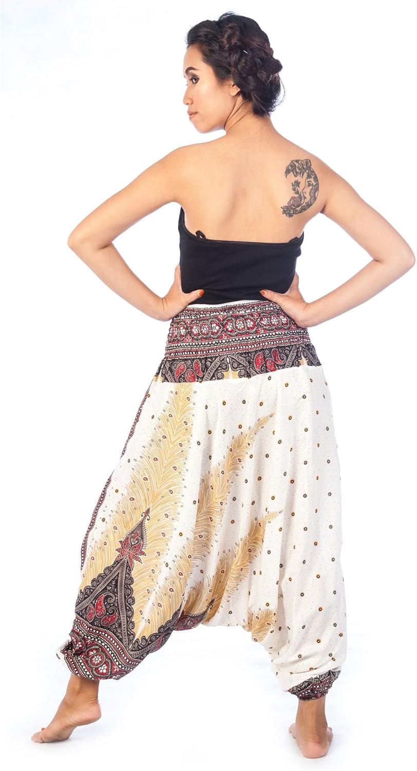 LOFBAZ Yoga Harem Pants for Women Elephant Boho Hippie Bohemian Beach Jumpsuit - Image 2