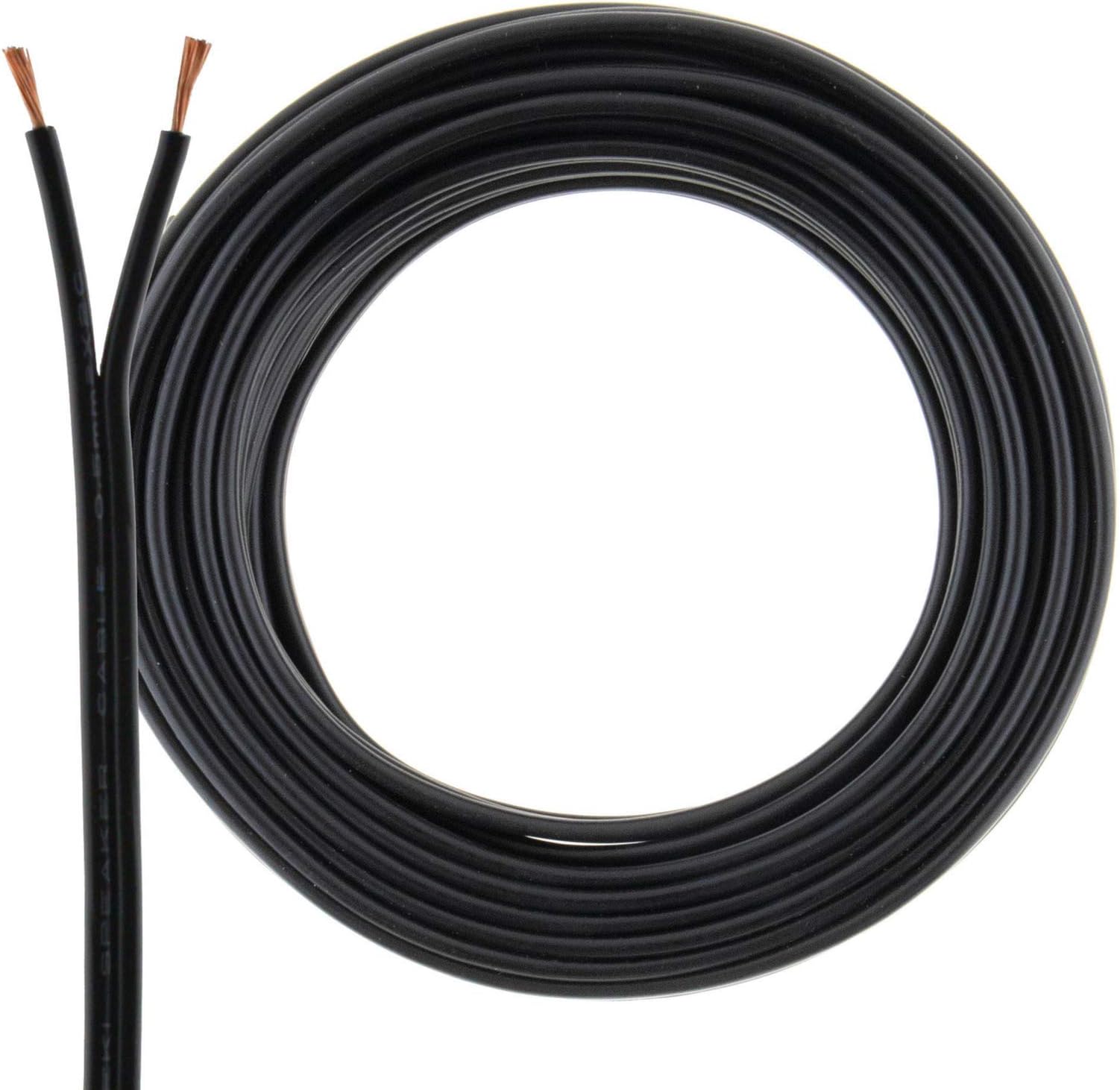 2 Core Speaker Cable 2 x 0.50mm Wire Ideal for Car Audio & Home HiFi MKGT® 10 20 50 100 Metres (50 Metres, Black)