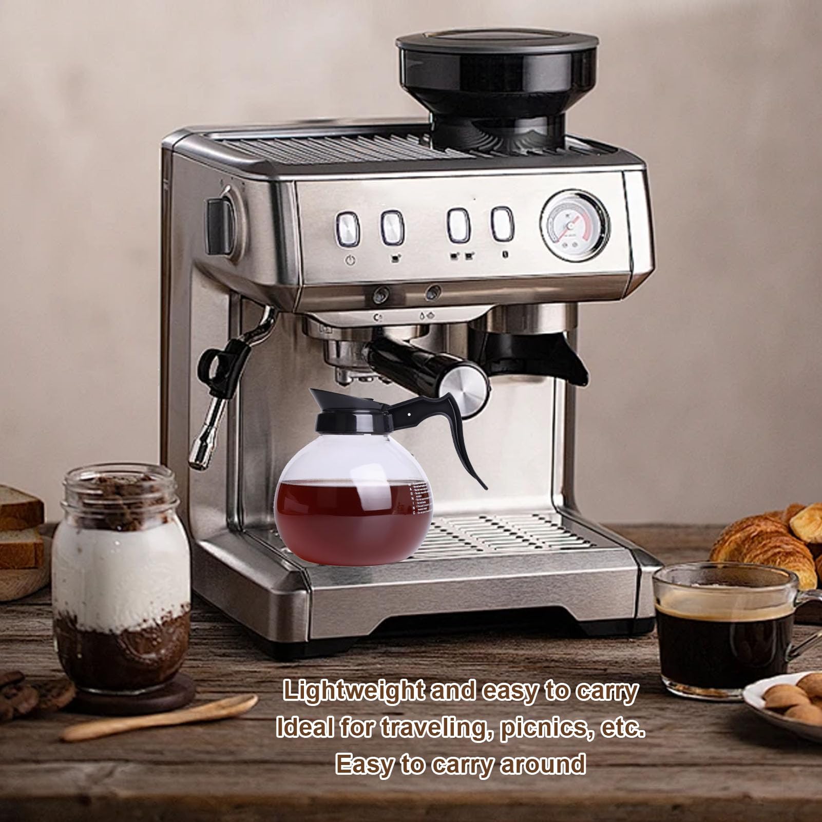 1.8L Coffee Pot Decanter, Glass Coffee Pot Carafe for Coffee Decanter with Transparent Design, Coffee Server