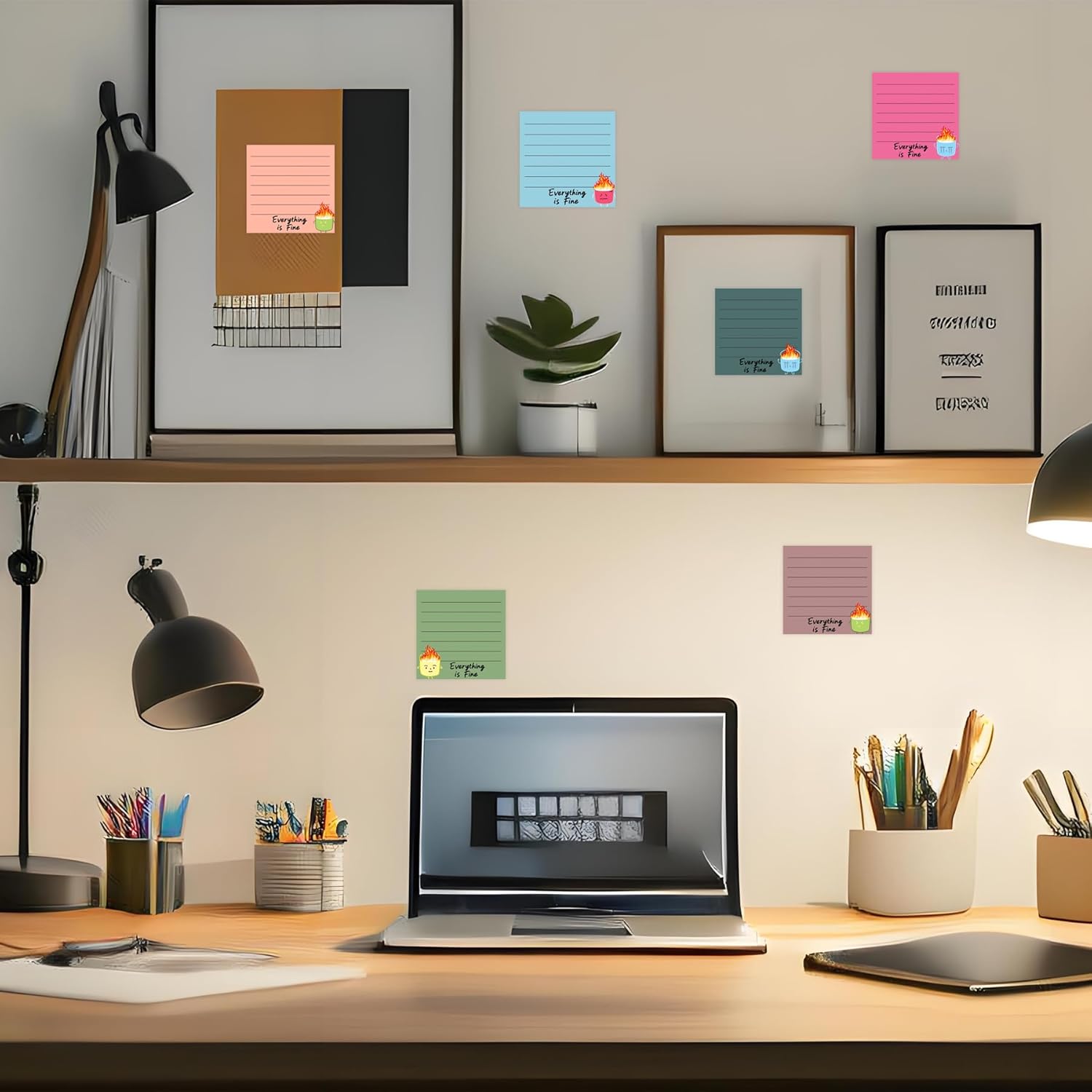 6 Set Dumpster Fire Sticky Notes 2.95 x 2.95 Inch It's Fine I'm Fine Everything is Fine Notes Funny Office Gifts for Coworker Boss Teacher Women Men Adult 300 Sheet - Image 5