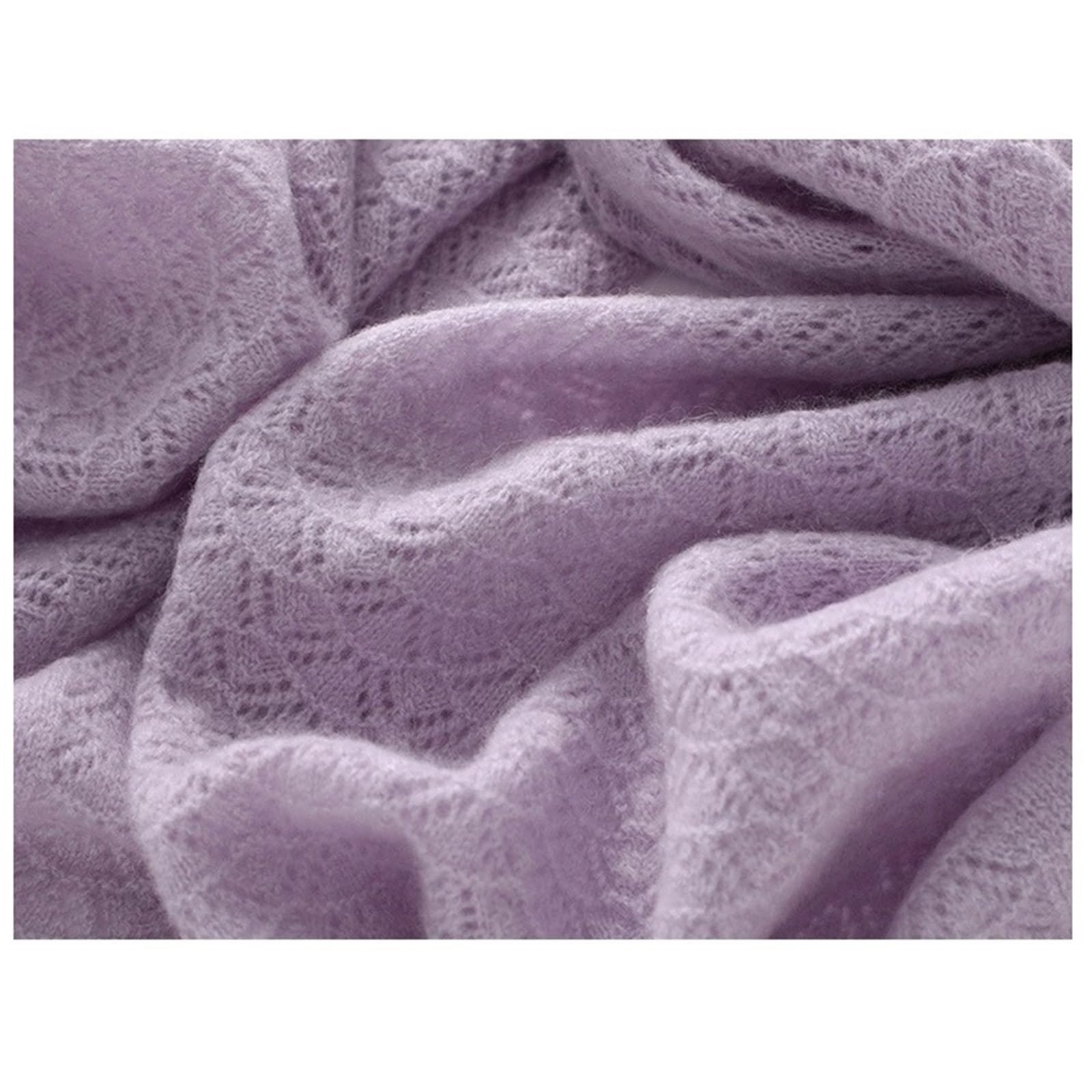 Bufanda de cachemira morada for mujer, larga, con personalidad, punto hueco, cálida y chal Chal de invierno
