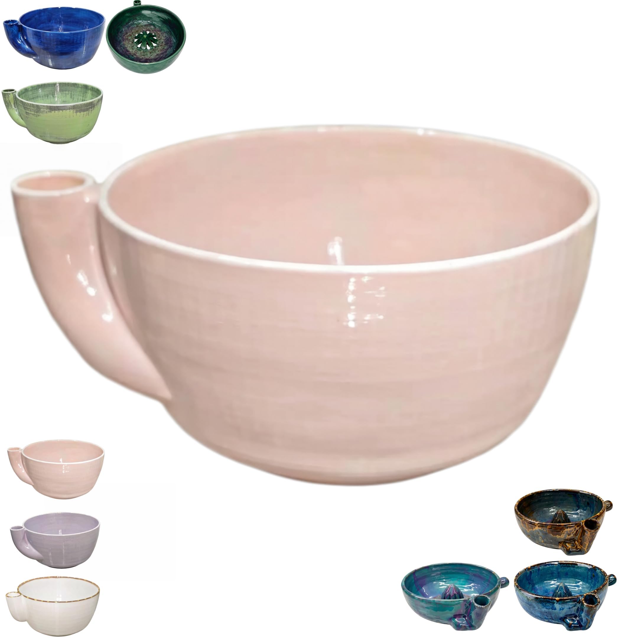 2026 Self-Spinning Berry Washing Bowl – Ceramic with Drain Holes, 360° Cleaning Swirl Colander, Center Cone Automatic Quick Rinse Washer for Berries, Vegetables, Serving (Peachy Pink)