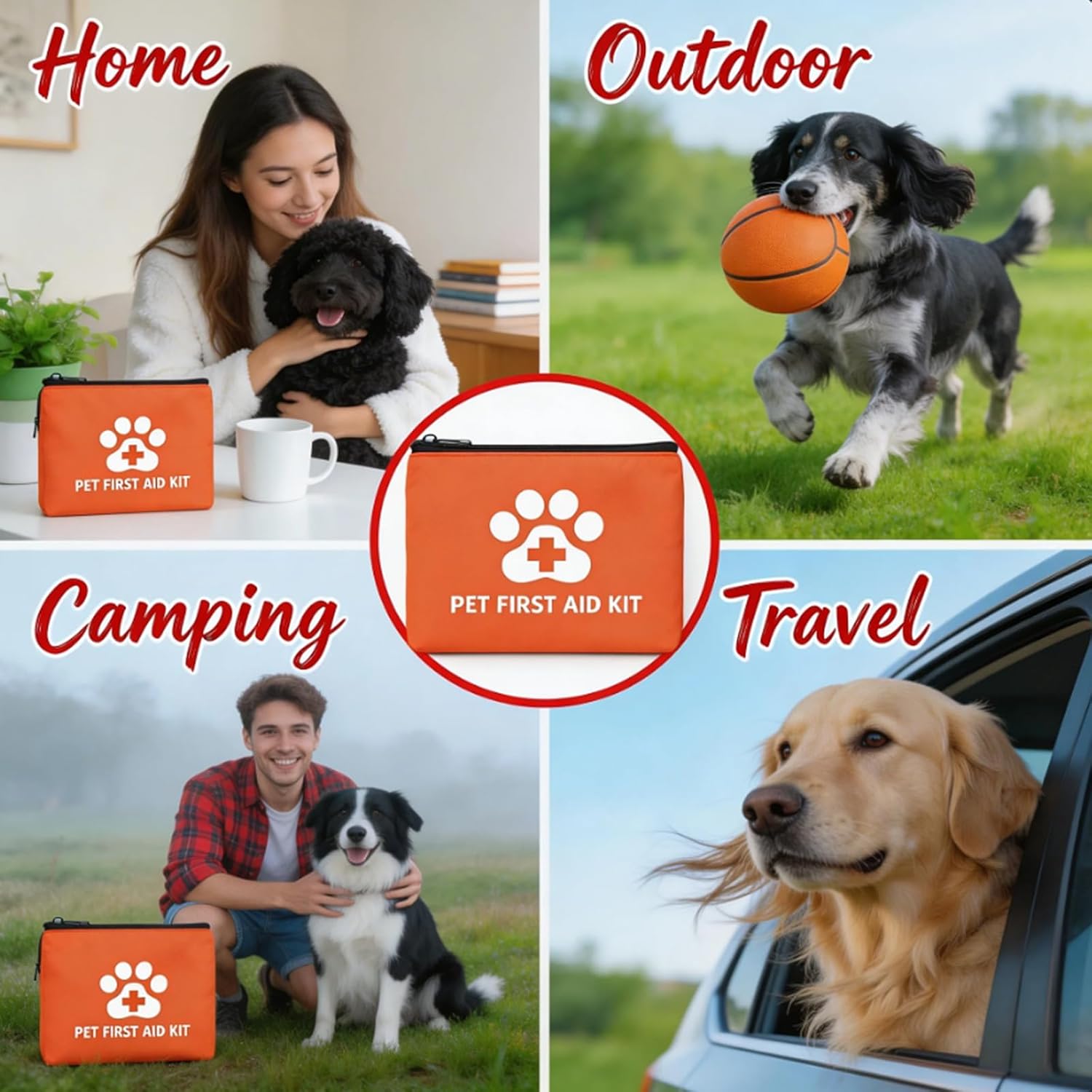 Portable Pet First Aid Kit, Emergency Kit for Dogs and Cats with Tick Remover Tools, Thermal Blanket Portable Waterproof Case for Hiking, Travel, Home, Car Use（102 pcs