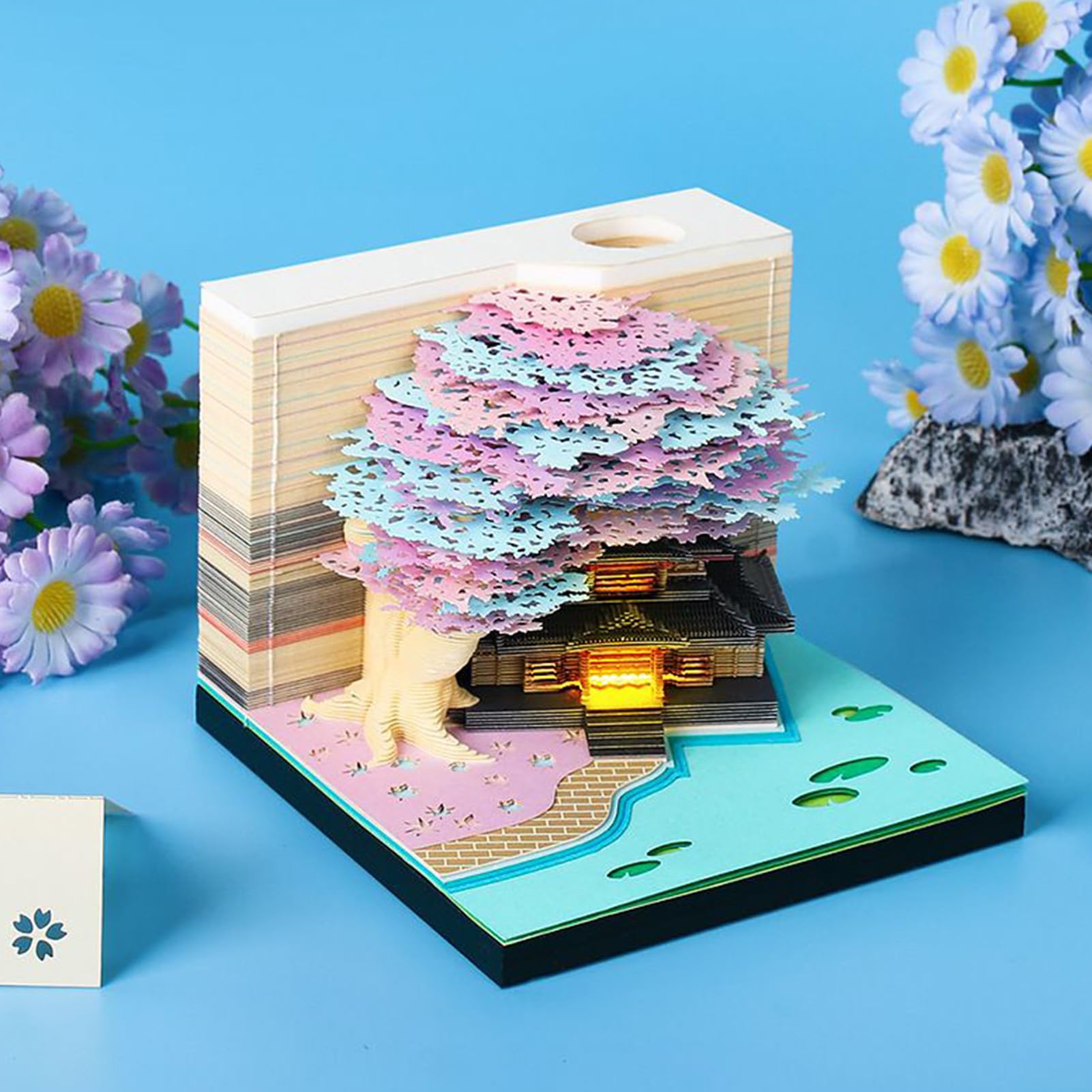 Calendrier 3D Bloc-notes Mémo Artistique Lumineux à Feuilles Détachables