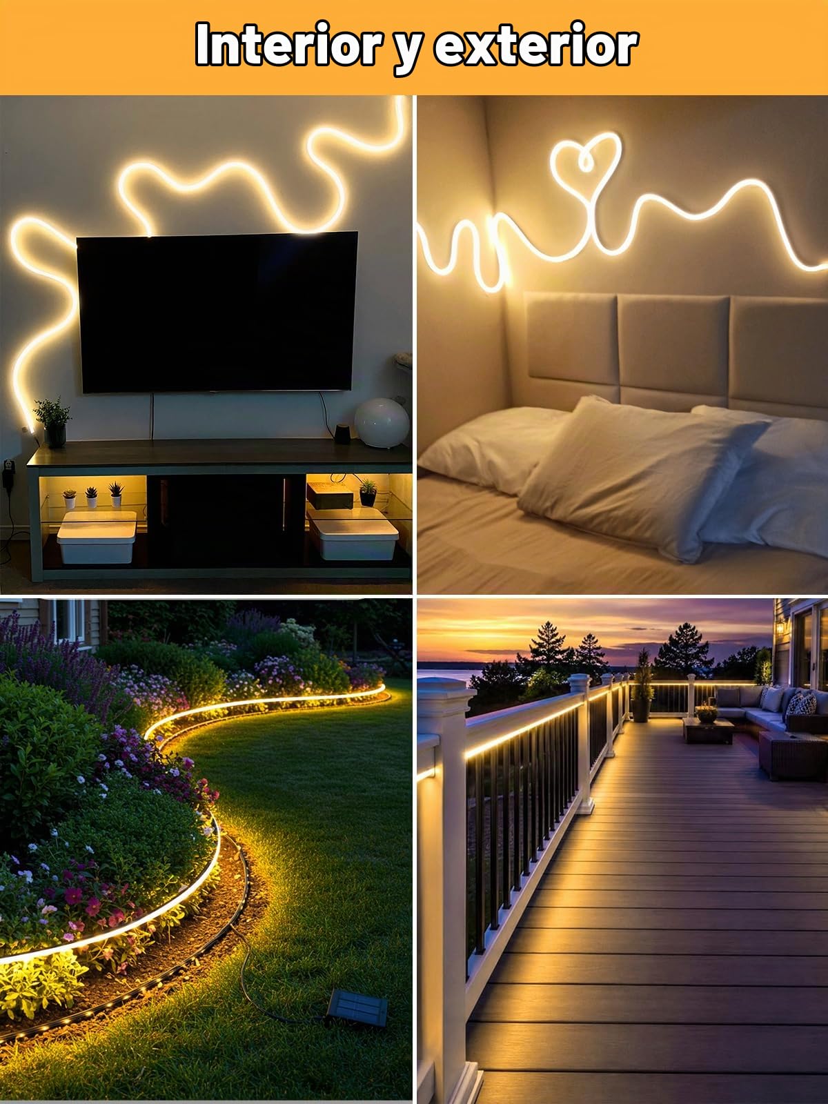 BRIMAX Tira LED Neón Silicona Flexible 10M 3000K | IP67, regulable, para interior y exterior, salón, dormitorio, terraza, jardín, balcón, fiestas