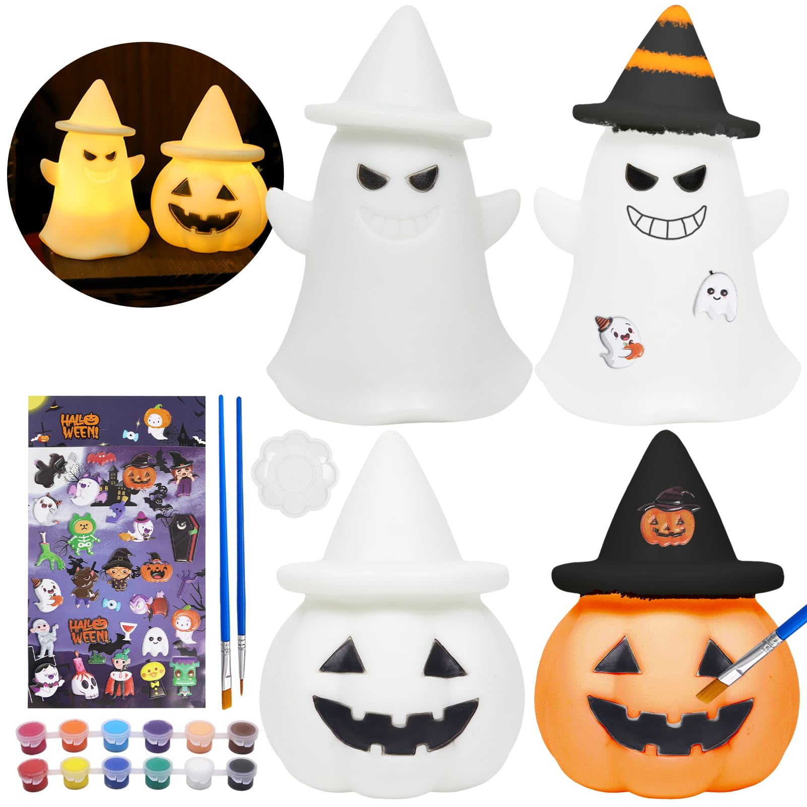Lámpara LED de calabaza para Halloween — Calabaza Fantasma para Pintar