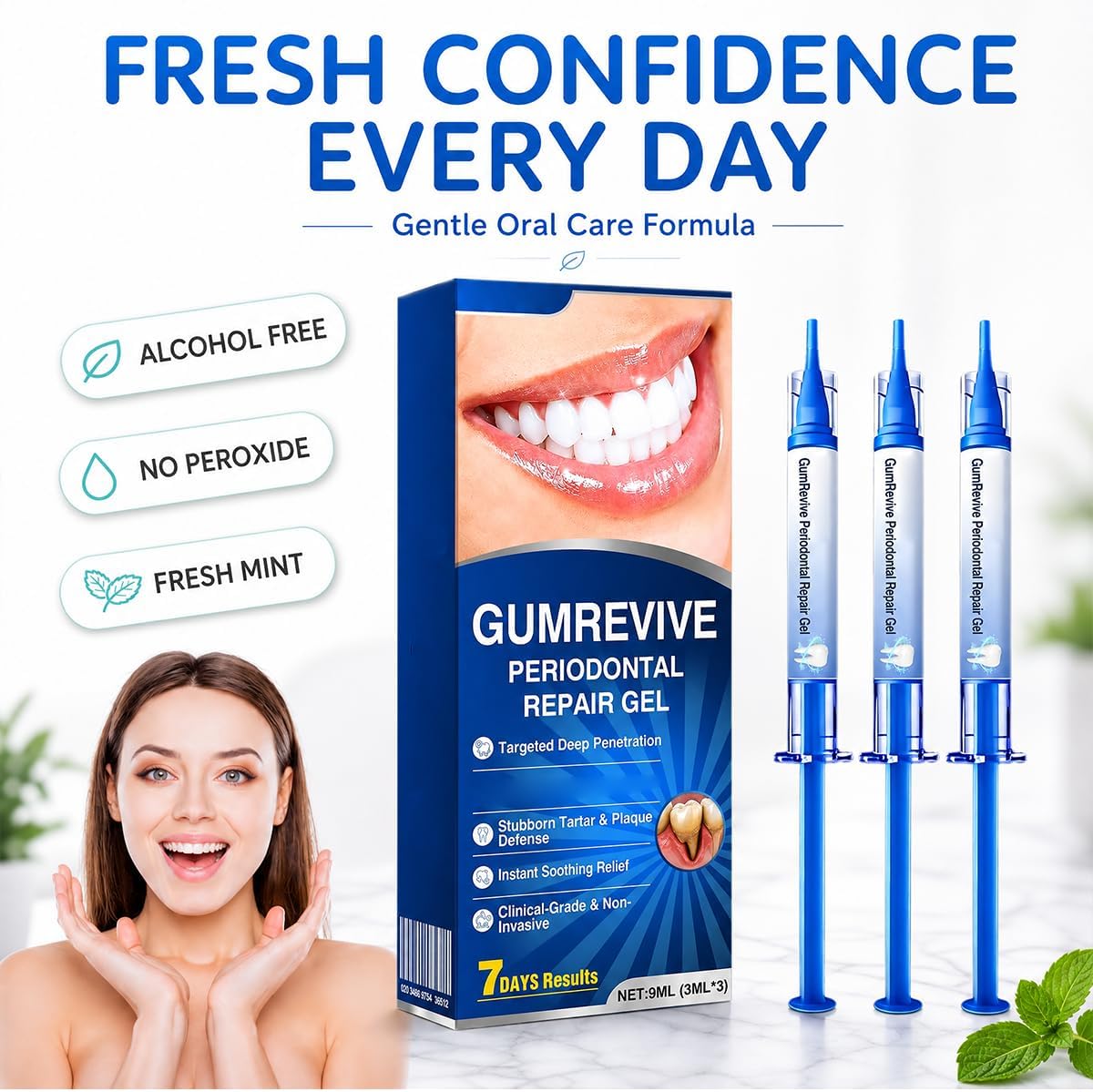 Evolvion Gum Revive Dental Gel, Hydroxyapatite Oral Care Gel for Gums & Teeth, Daily Gum Care Gel for Fresh Breath & Clean-Looking Teeth, Easy-to-Use Oral Hygiene Gel, 2 Bottles