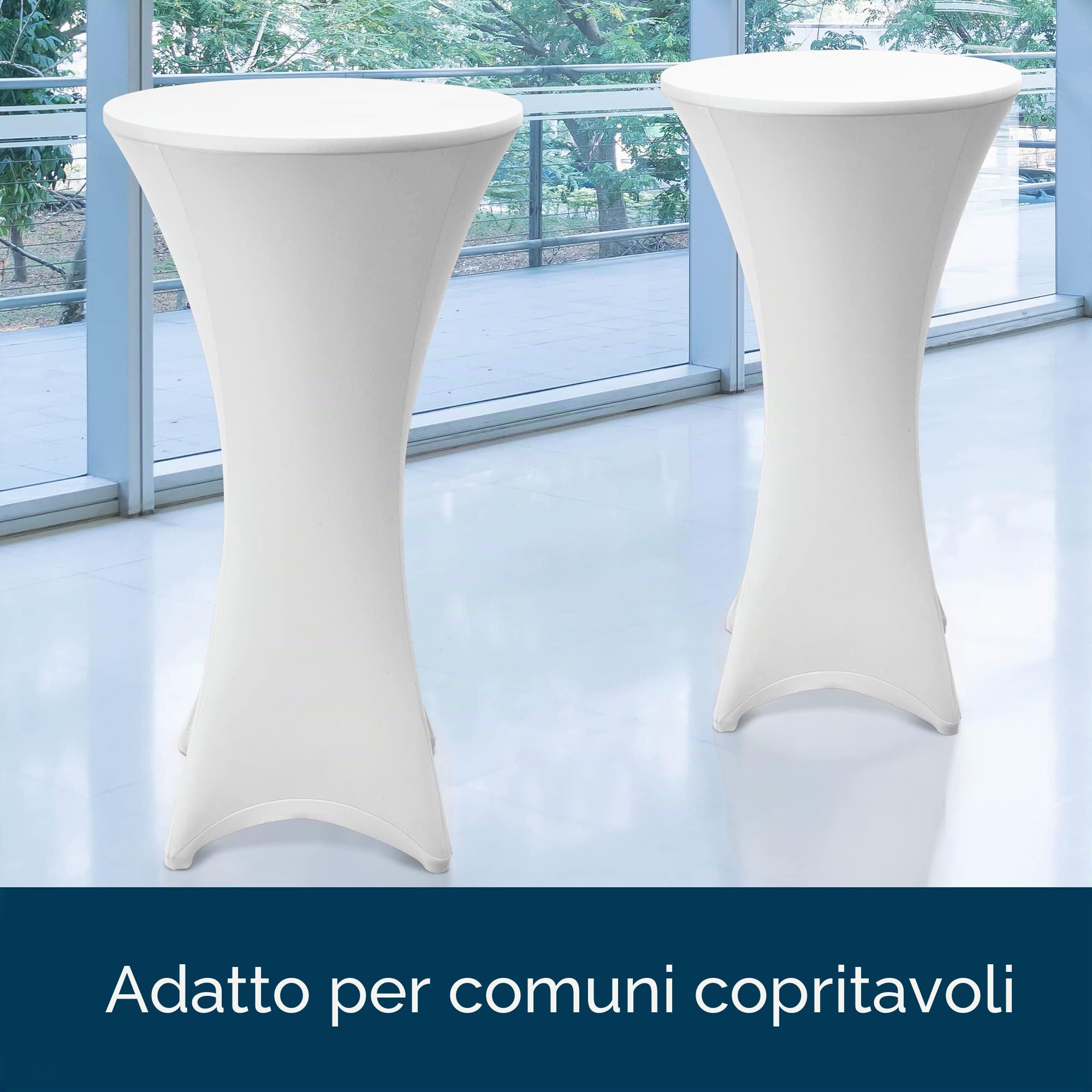 Beautissu Gastro Tavolo alto pieghevole bar esterno da giardino cucina | Ø70cm Bianco Tavolino per bistrot e pub resistente al calore e ai graffi rotondo regolabile altezza certificato Sylt