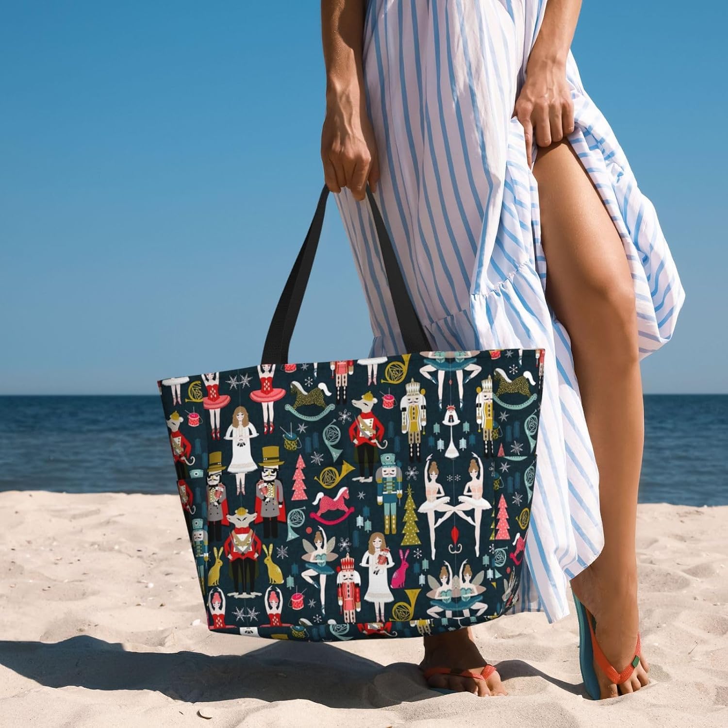 Women_S Nutcracker Ballet Xmas Dance Print Large Tote Bag For Women, Travel Shoulder Bag Handle Handbag For Gym, Work, Travel