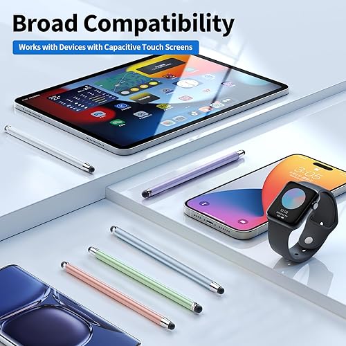 Miniatura 5 de Lápiz óptico para pantalla táctil, 5 unidades, lápiz capacitivo 2 en 1, de alta sensibilidad, adecuado para todas las pantallas táctiles de tabletas
