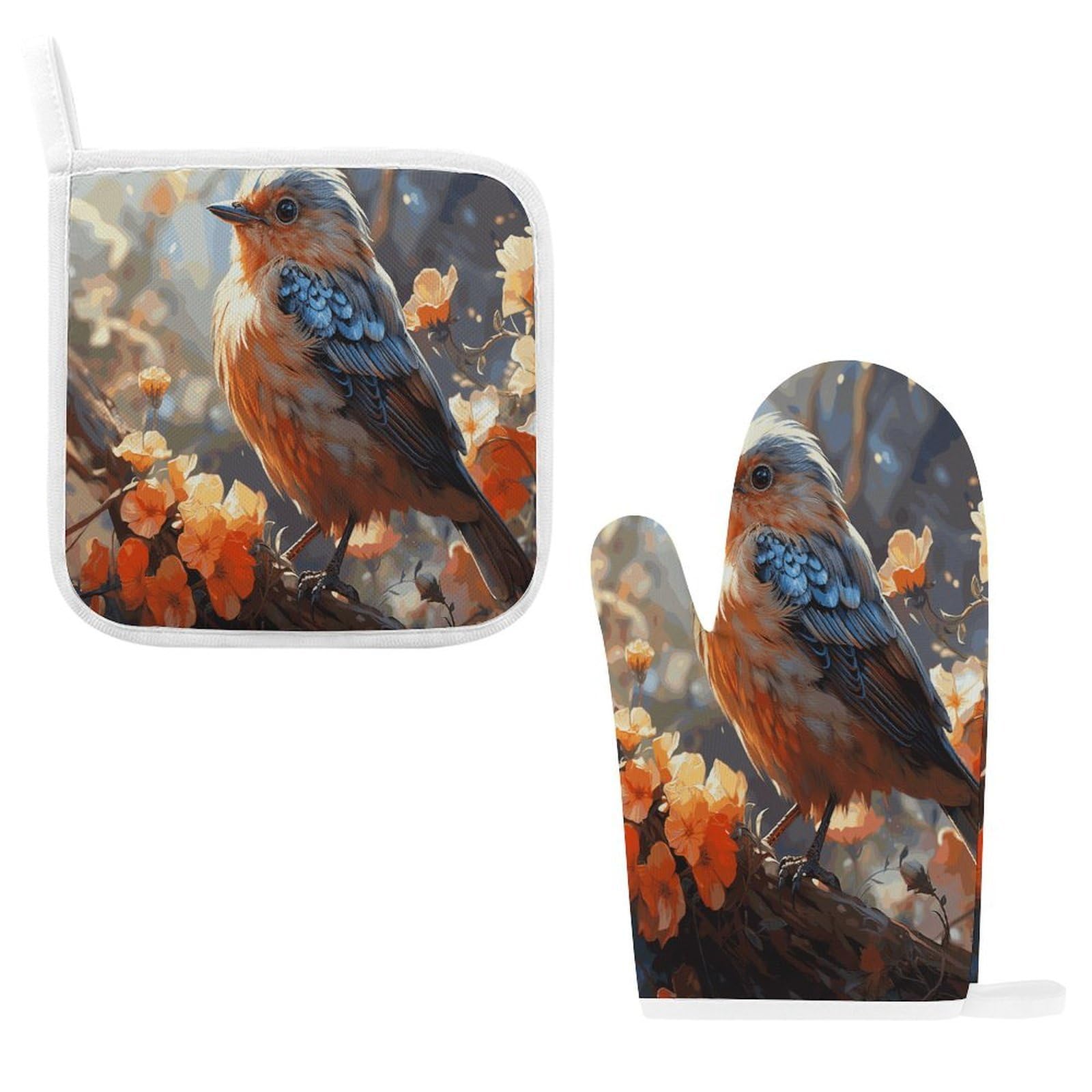 Fodpand Style Flowers And Birds Oven Mitts And Pot Holders Sets