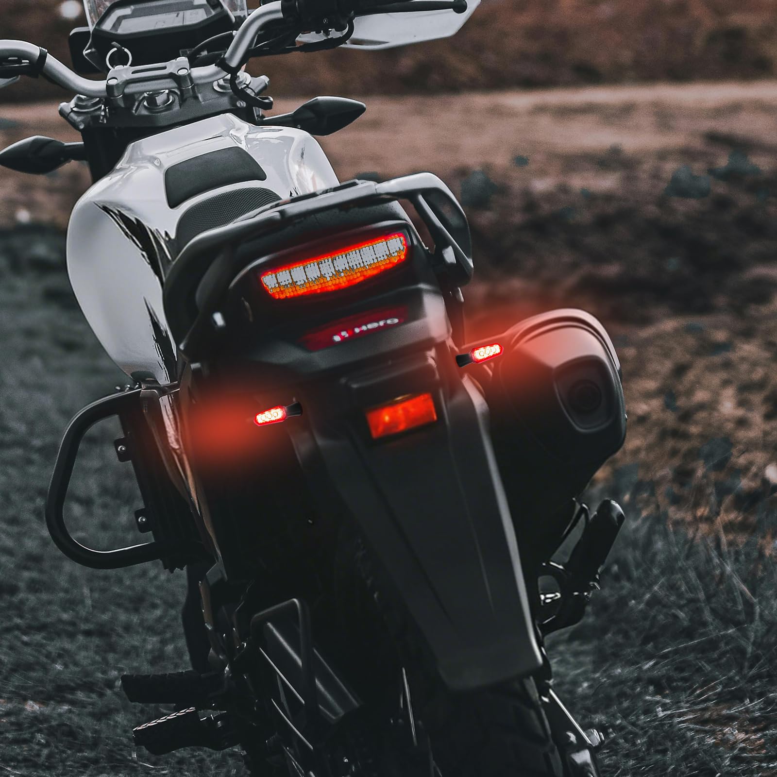 evermotor Mini 3-Perlen-Design LED Blinker Motorrad E-geprüft,CNC Aluminium Gehäuse,12V 4 Stück, mit Positionslicht,Universal für E-Bike/Scooter,2x Amber & Weiß,2x Amber & Rot