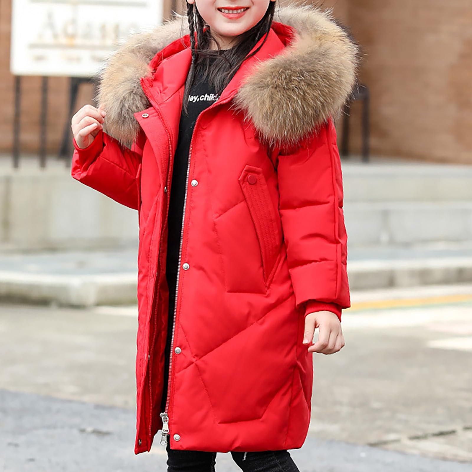 Cappotto invernale lungo foderato, giacca invernale per bambini, parka impermeabile, giacca trapuntata, calda con cappuccio, giacca da sci, giacca da neve, piumino imbottito
