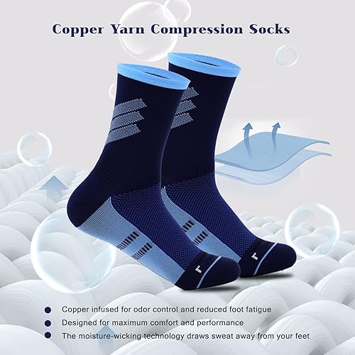 Miniatura 3 de Kodal Calcetines de compresión de hilo de cobre que reducen la hinchazón, mejoran la circulación, apoyo cómodo para uso durante todo el día
