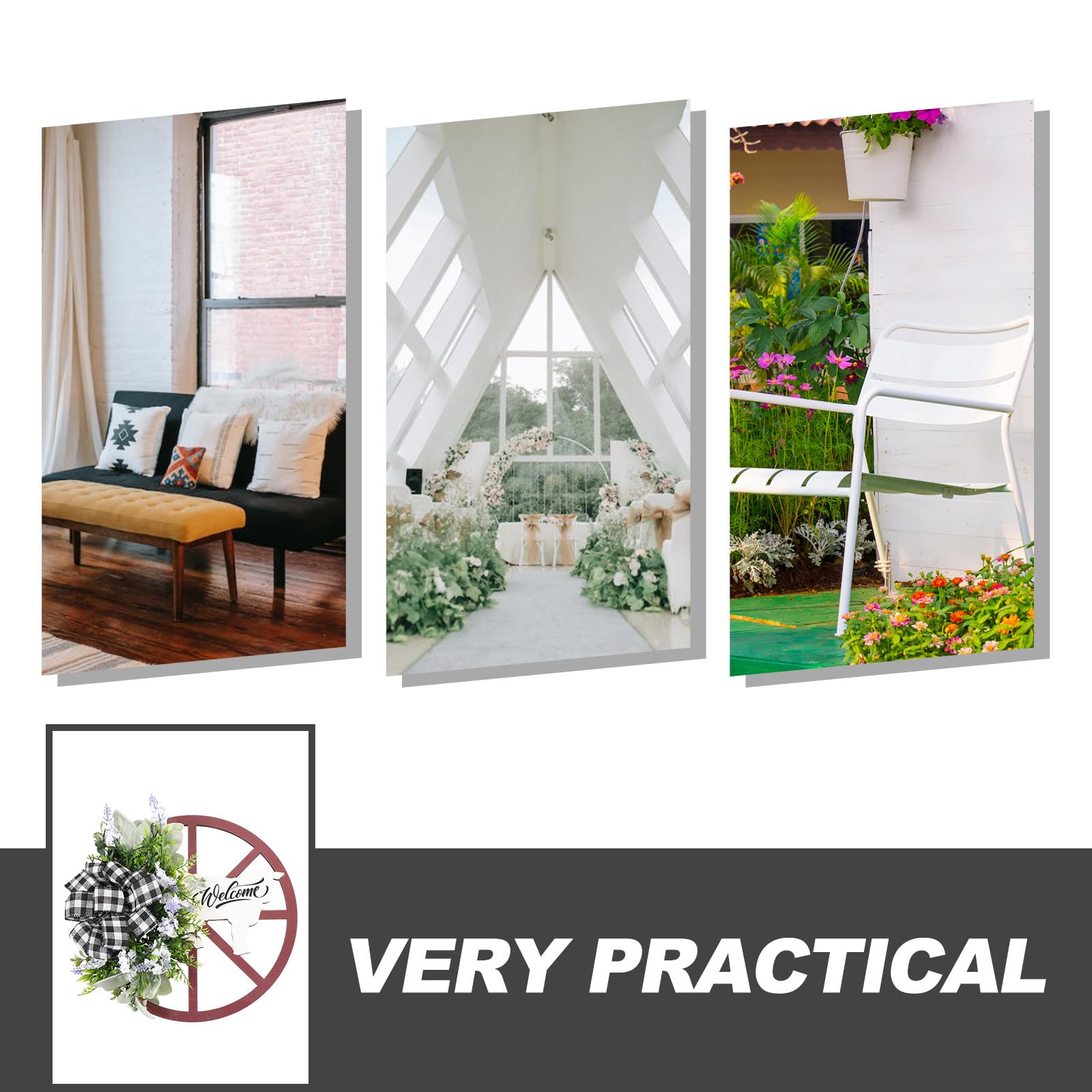 Frühlingskranz Türkranz und Kunststoff mit Realistischem Design für Outdoor Dekoration ohne Gießen und Schneiden für Hochzeit und Haus