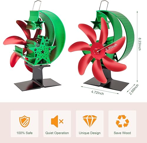Miniatura 2 de LAMA Ventilador de estufa alimentado por calor, ventiladores de quemador de madera de 7 aspas para estufa de leña, ventilador de quemador de troncos
