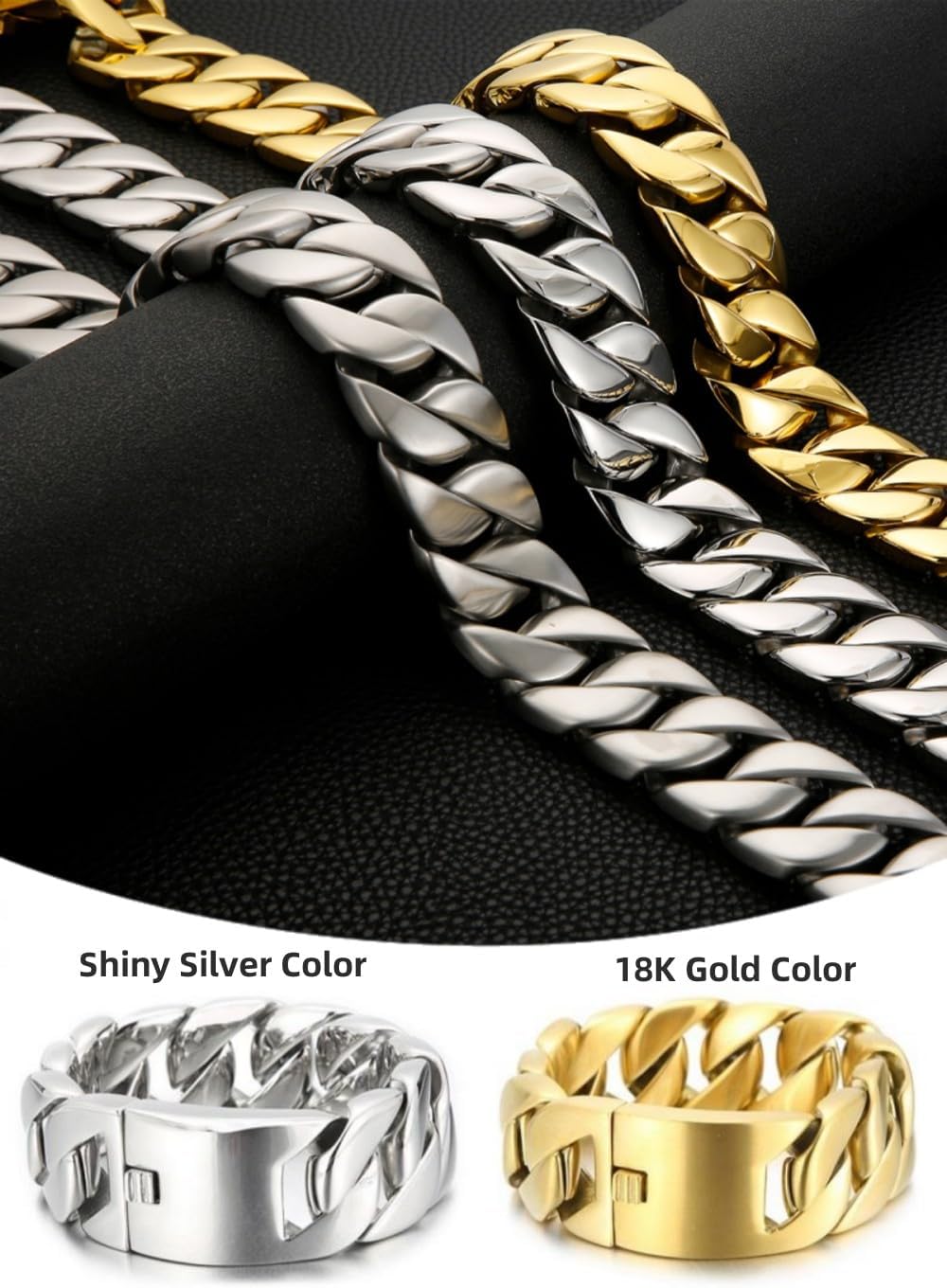 SDA Wide Chunky Gold Chain Necklace - Heavy and Waterproof 316L Surgical Steel with 18K Gold Plating for Modern Men and Women into Hip Hop Fashion - Image 7