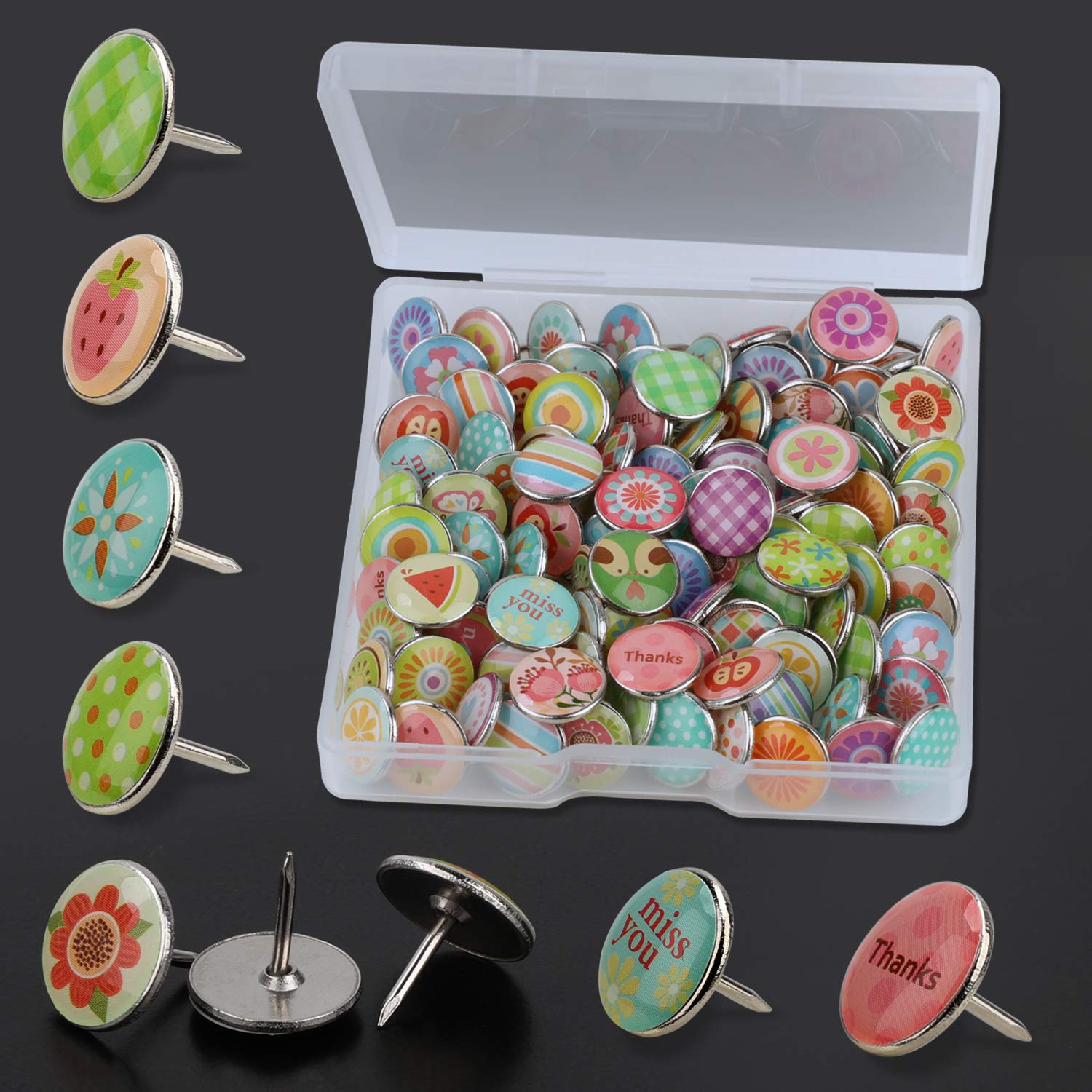 MWOOT 100 pièces Punaises Decoratives Map,Mode créatives métalliques Push Pins pour mur, cartes, photos, tableau d'affichage ou Tableaux en liège(Style B MWOOT 100 pièces Punaises Decoratives Map,Mode créatives métalliques Push Pins pour mur, cartes, photos, tableau d'affichage ou Tableaux en liège(Style B