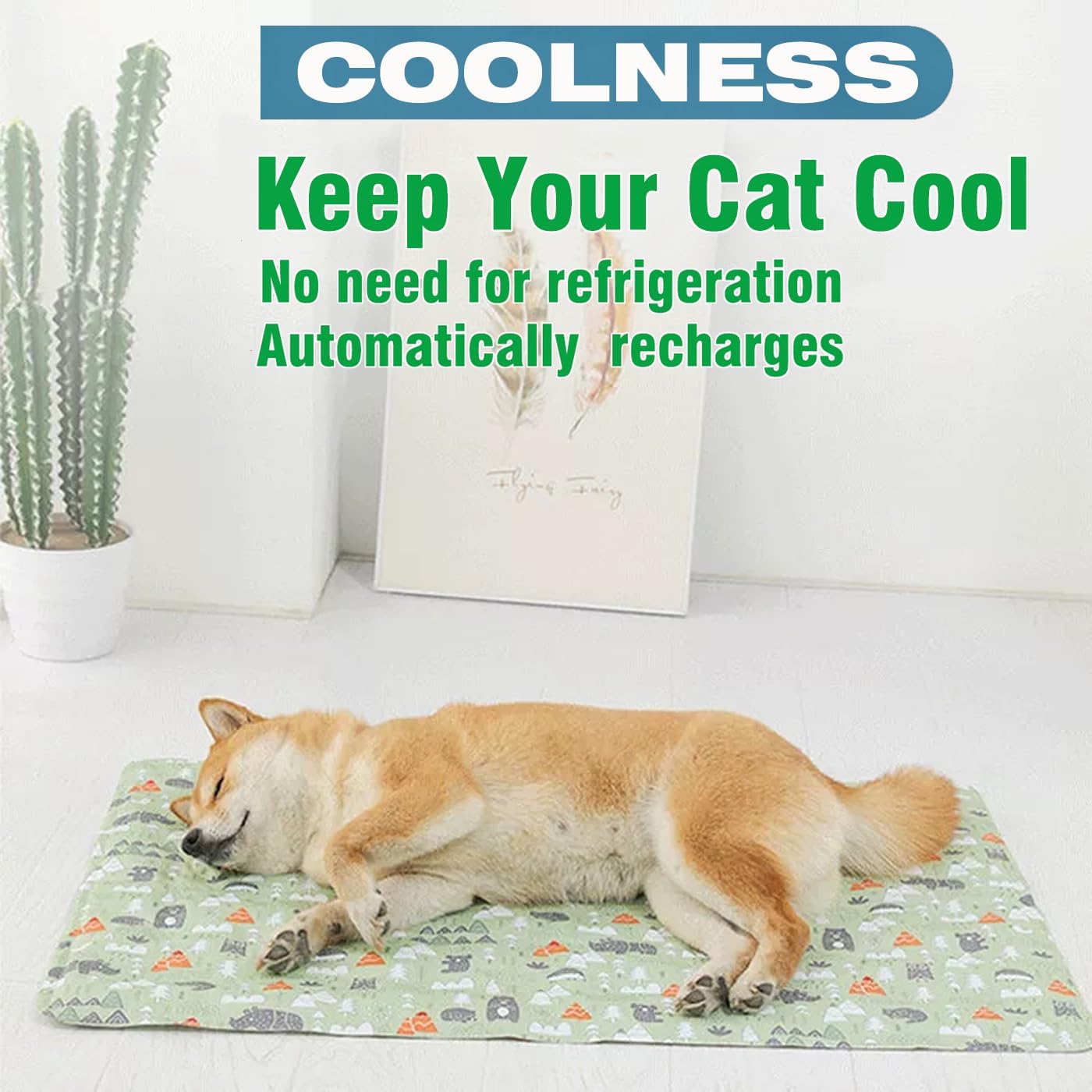 review Dog Cooling Mat, Pet Self-Cooling Mat Pad Bed for Dogs Cats and Rabbits Easy Washable Summer Cool Down Comfortable Mat for Pet (Large Forest)