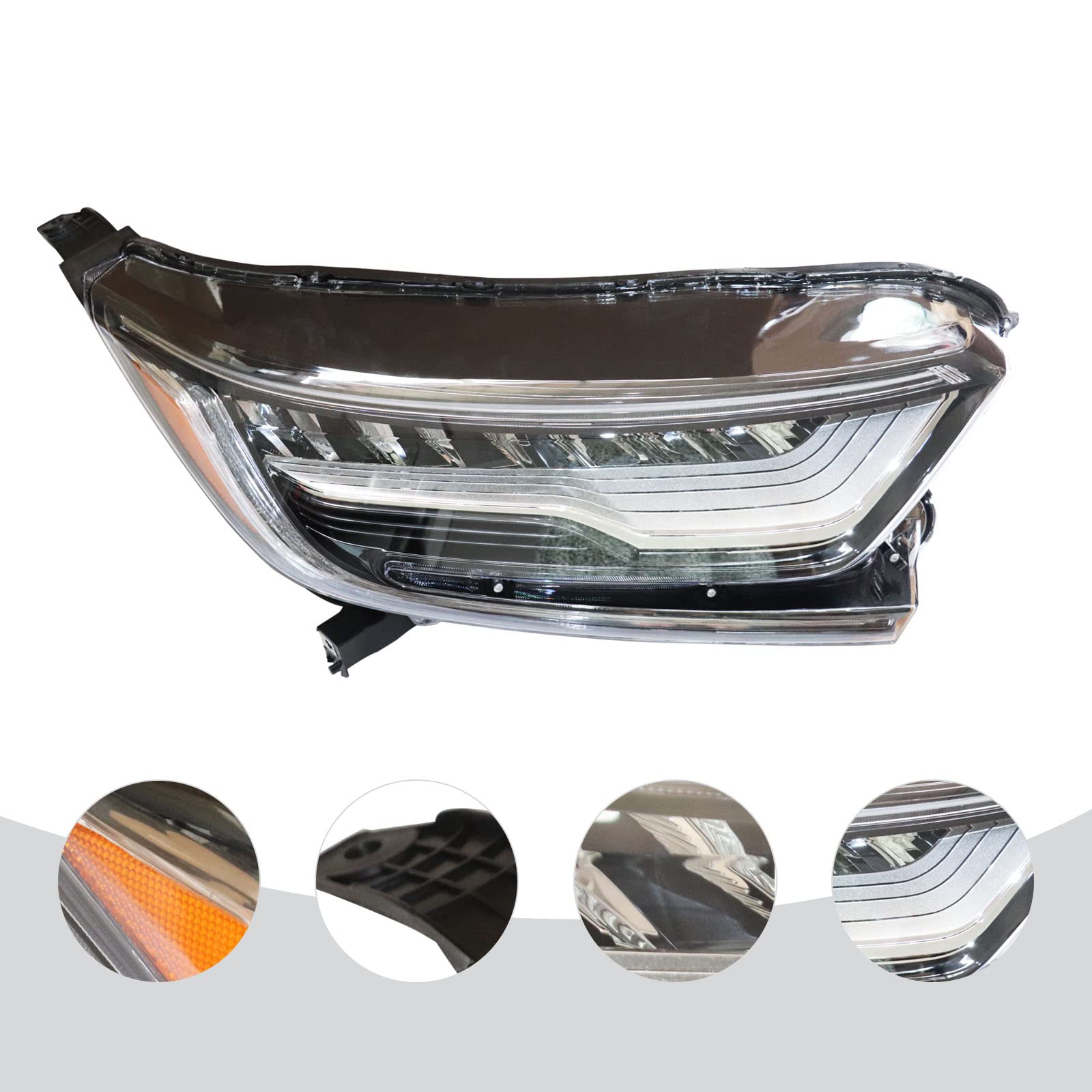 Front Full LED Headlamp Compatible With 2017-2021 Fit for Honda CRV Touring Right Side Headlight Assembly Replaces Right Driver Side OE# 33150-TLA-A11 33150TLAA11