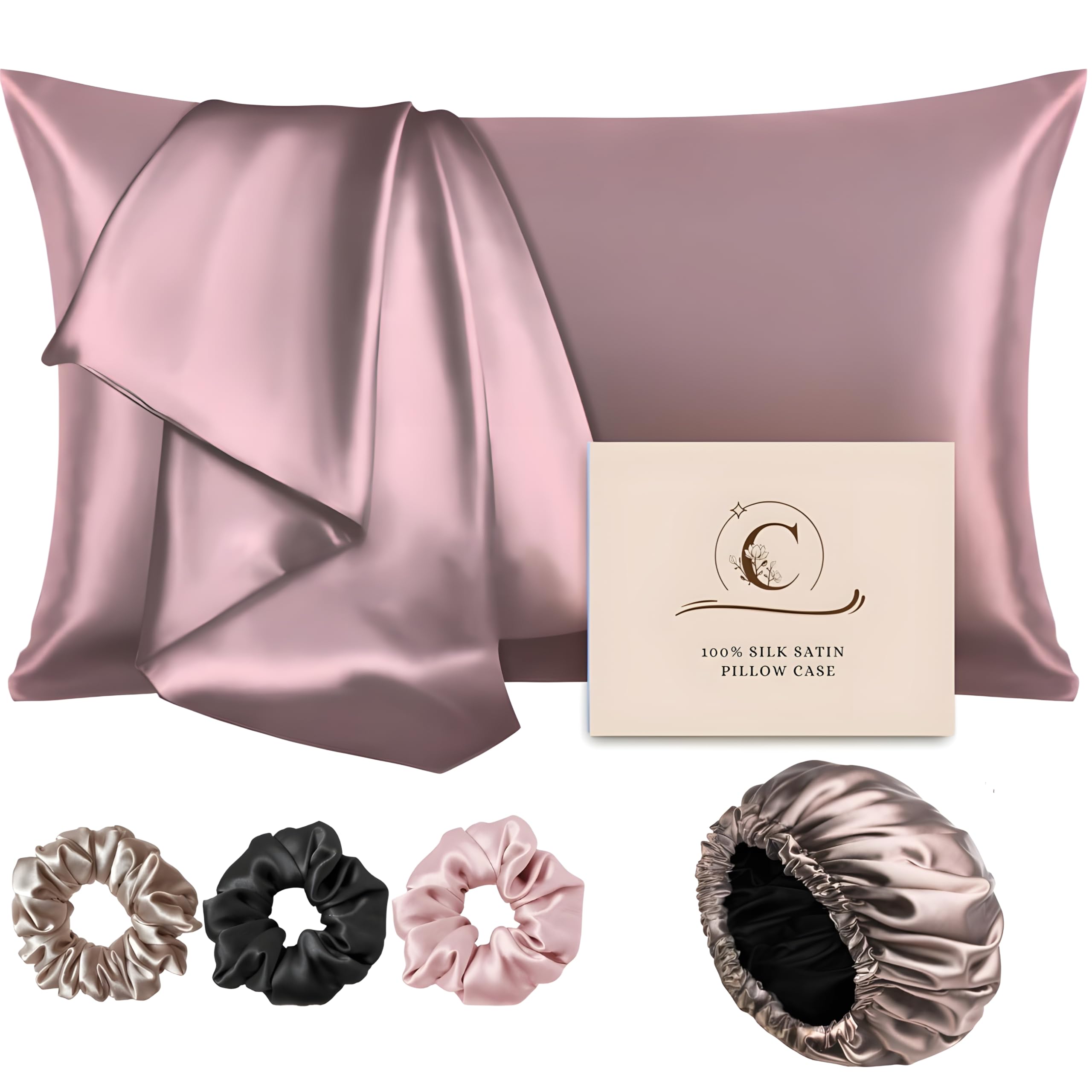 Satin Silk Pillow Covers for Hair and Skin, Pack of 2 Satin Pillow Cover with 3 Satin Scrunchies for Women, Silk Pillow Covers with Envelope Closure, 400 Tc-image-41