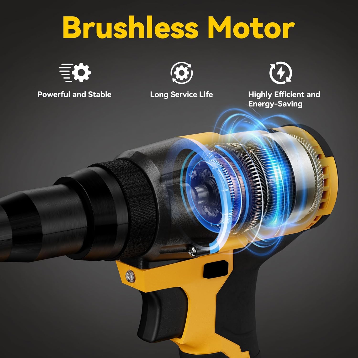 Cordless Rivet Nut Tool Kit Compatible with 20V Battery(Tool Only),Brushless Cordless Rivet Gun with 3 Size (1/8",5/32",3/16") Rivets and Rivet Head,Pop Rivet Gun for Metal, Plastic and Leather