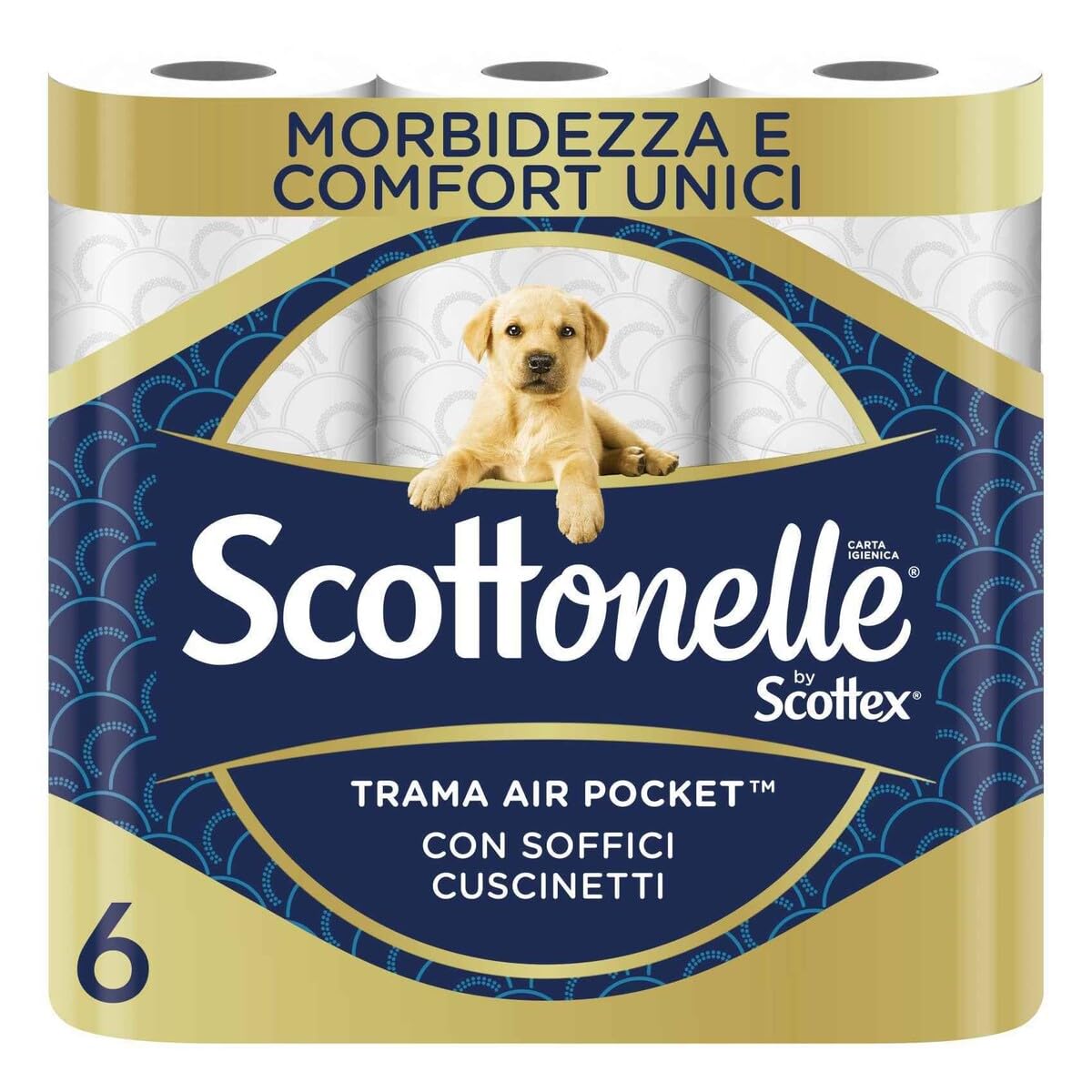 Scottenelle Soft and Quilted Toilet Tissue Paper, 2 PLY, 155 Sheets x 6 Toilet Rolls
