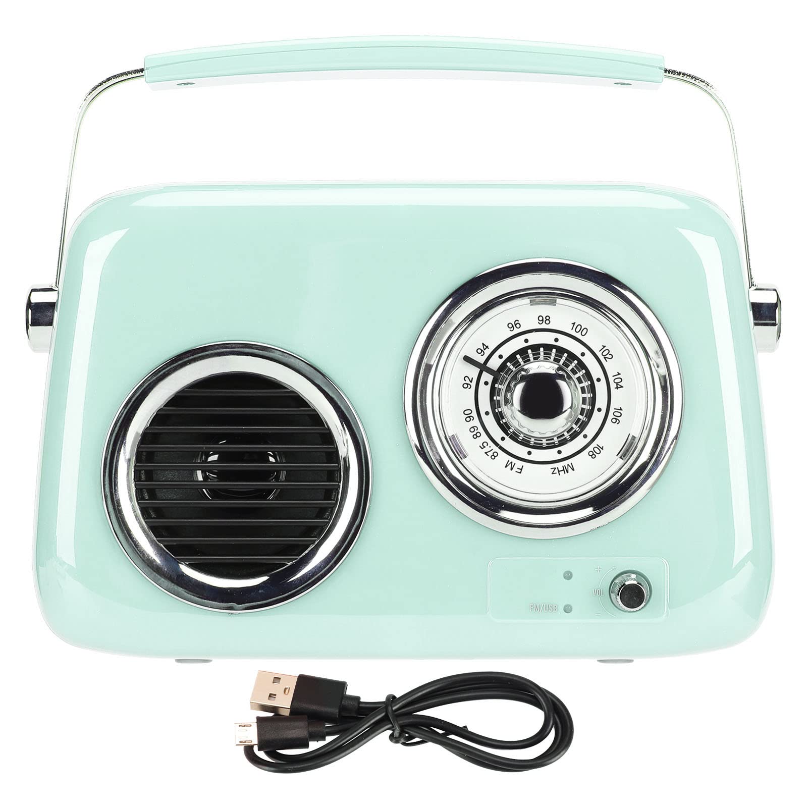 Haut-Parleur Bluetooth Radio Rétro Vintage Portable, Style Ancien HiFi Stéréo, Batterie 1500 MAh pour Voyage, Maison, Plage, Cuisine (Menthe Verte)