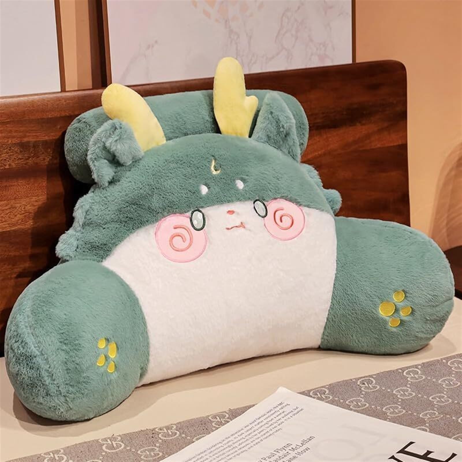 MYXJX back support cushion, Pillow Cartoon Plush Back Support Cushion For Sofa Chair Backrest Waist(Green,60 * 45cm)