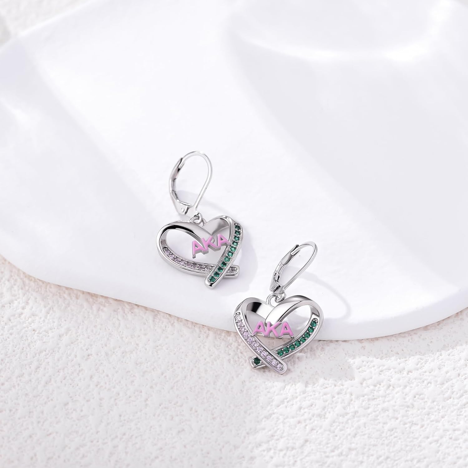 Aka Sorority Earrings Gifts for Women Pink and Green Earrings Aka Jewelry for Women - Image 3