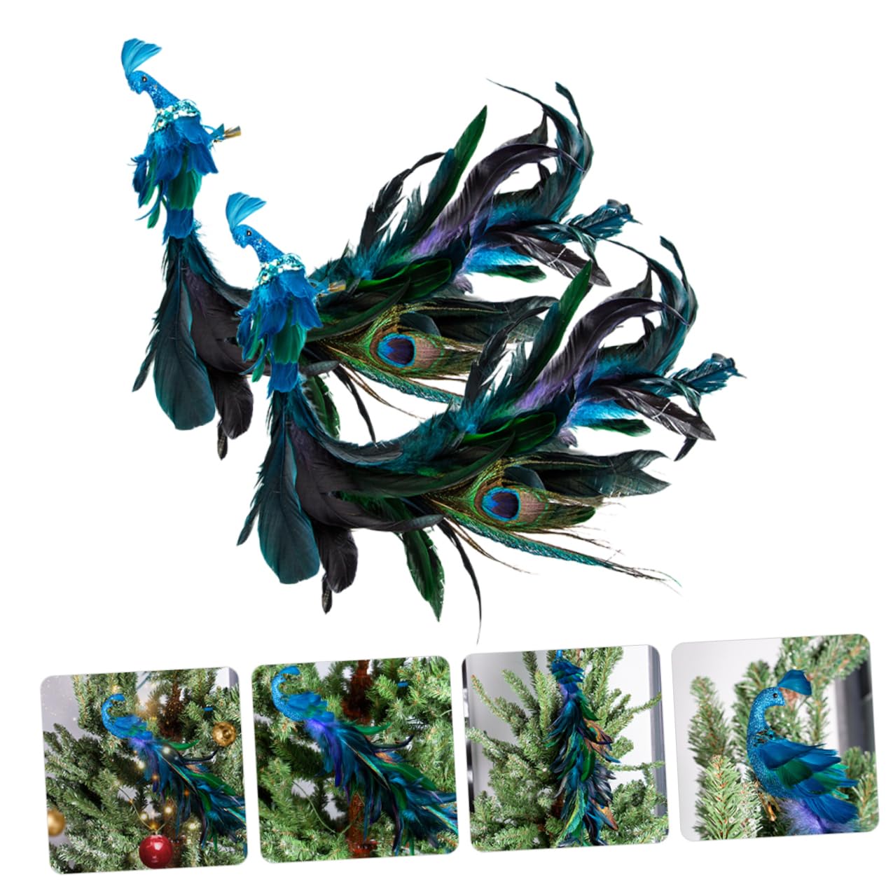 2stücke Pfau Deko Simulation Vogel Clip Für Weihnachtsbaum Kunstschaumdekor Mit Glitzer-Akzenten Vogeldekorationen Für Kranz Und Girlande Weihnachtsclip Für Baumdeko