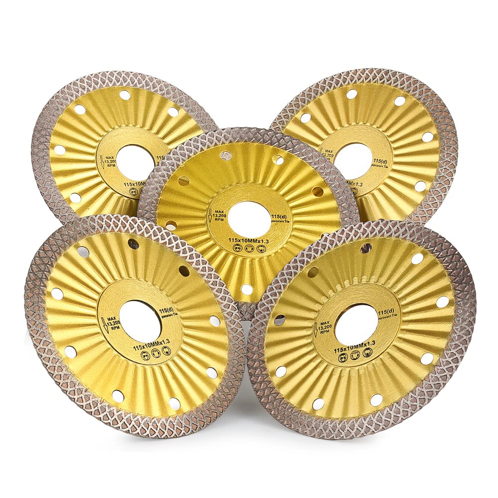 5 pz/scatola 4.5 "Super Thin Diamond Tile Blade per il taglio Porcellana Piastrelle Ceramica Granito Marmo (5, 4.5")