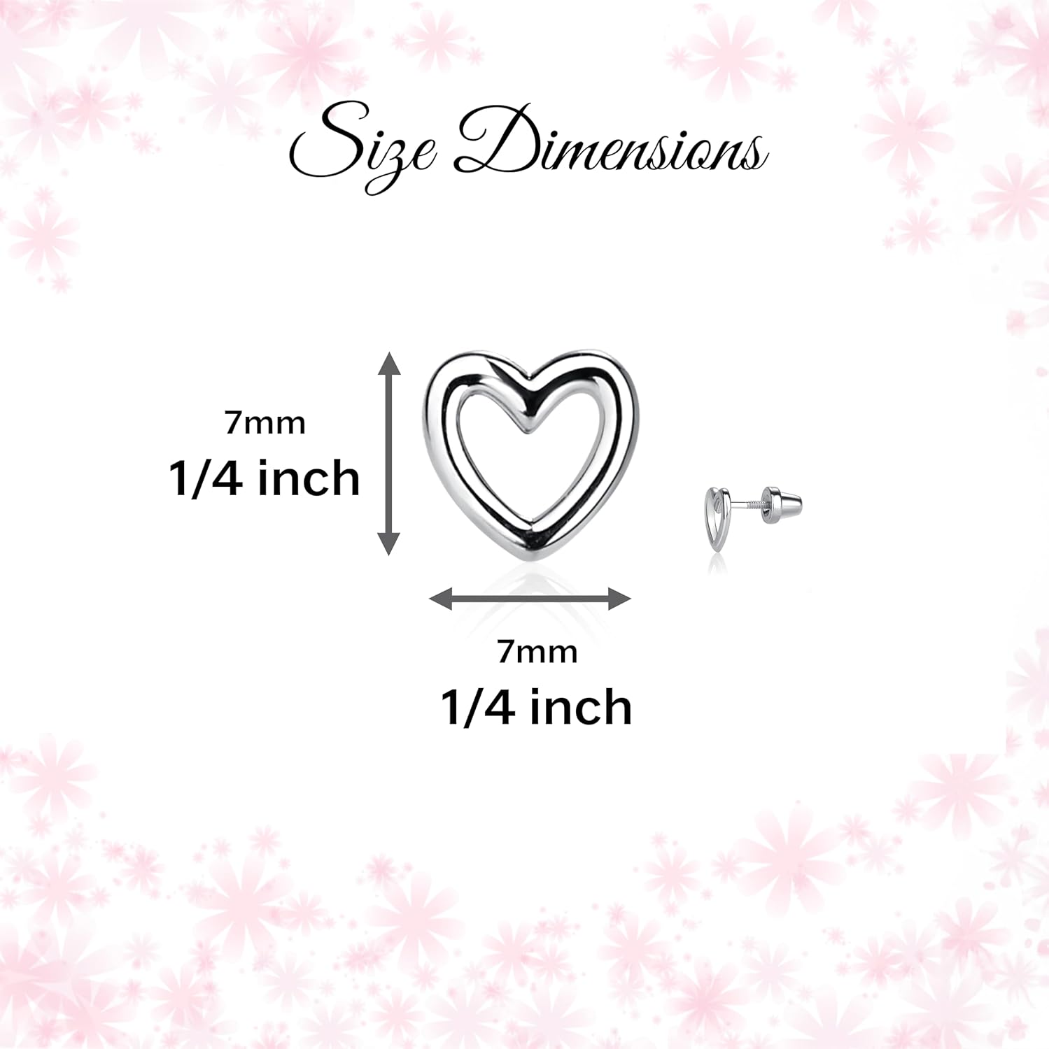 Cherished Moments Children's 14K Gold Plated or .925 Sterling Silver Open Heart Stud Earrings with Screw Backs for Babies, Toddlers, or Little Girls