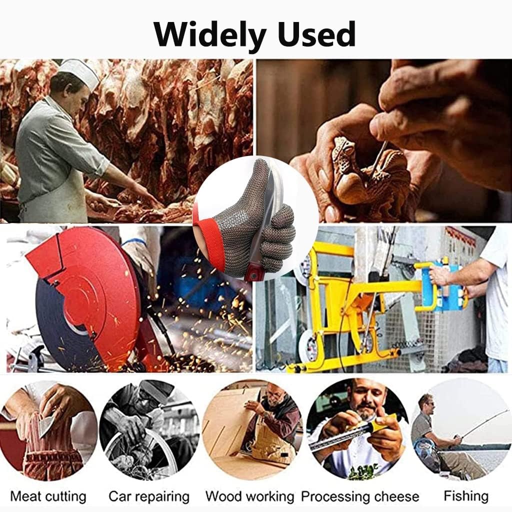 Rękawice Ati Cuttig Gloves Log Arm Metal Resistat Gloves, Rękawice Robocze Chef Butcher Woodworker Safety, Regulowany Pasek Na Nadgarstek Ylo/log Arm, Arm Length 19cm, 1PCS/XS