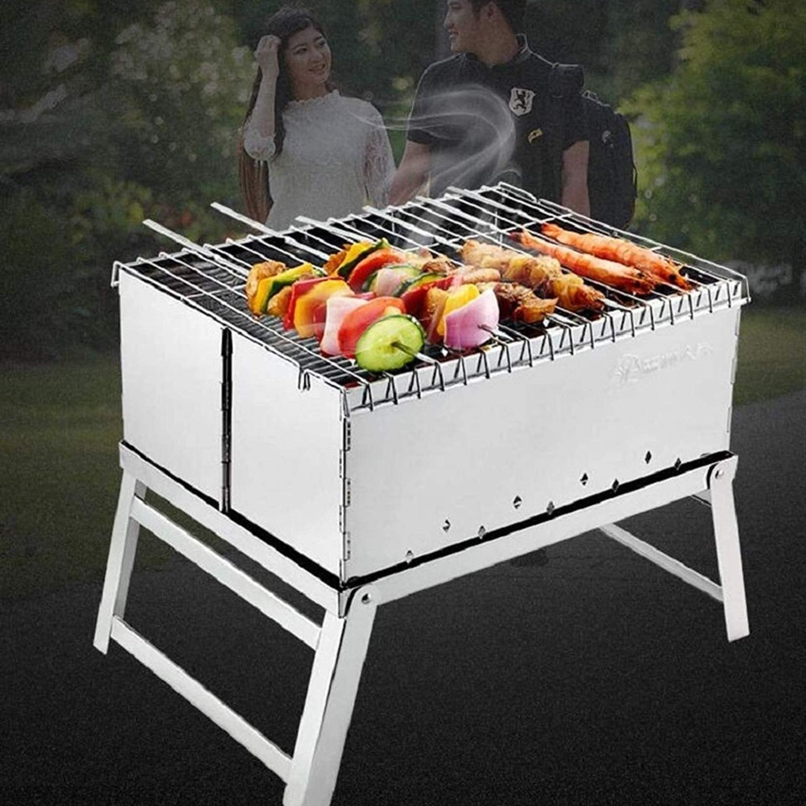 Griglia a carbonella portatile, griglia per barbecue all'aperto, mini barbecue da tavolo pieghevole, barbecue all'aperto, per campeggio all'aperto, giardino, cortile, cuc