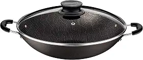 Wok Tramontina Paris Em Alumínio Com Revestimento Interno E Externo Em Antiaderente Starflon Max Chumbo Com Tampa De Vidro 36 Cm 6,0 L