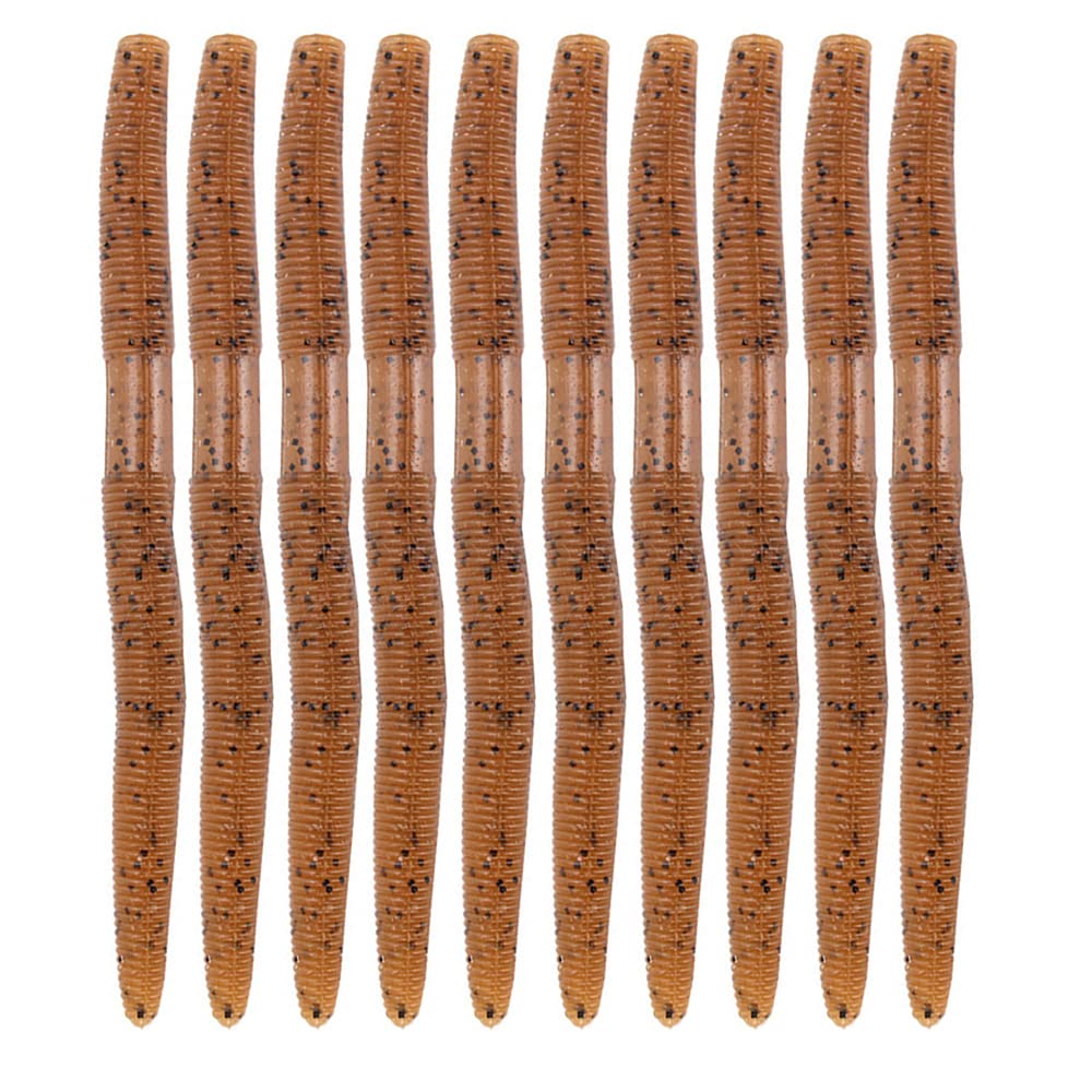 Soft Plastic Bass Fishing Lure 5.3" Senko Style Worms-Salt Impregnation, Ribbed Design Slow Sinking Swimbaits