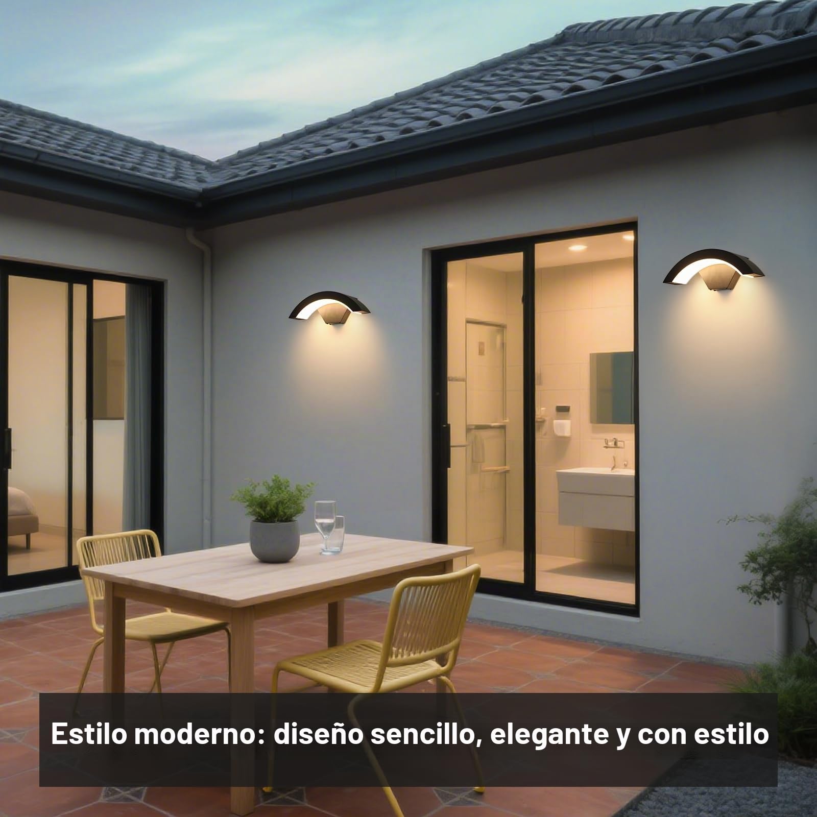 2 Piezas Lámpara de Pared LED Exterior/Interior, 24W 2650LM Aplique Pared Exterior IP65 Impermeable, Aluminio LED Luz de pared Negro para Entrada Terraza Pasillo Jardin, Luz Cálida 3000K