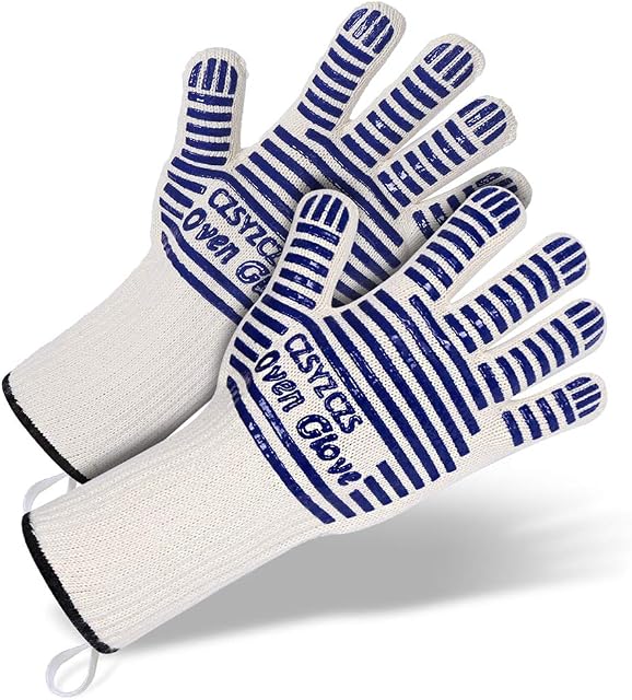 Long Wrist Protect Extreme Heat Resistant Gloves - Thick, Light-weight & Flexible, 2 Gloves - Use in Dutch Oven, Big Green Egg, Pizza Stone, Cast Iron Pan, Fireplace Tools, Outdoor (Long blue(2 PCS))