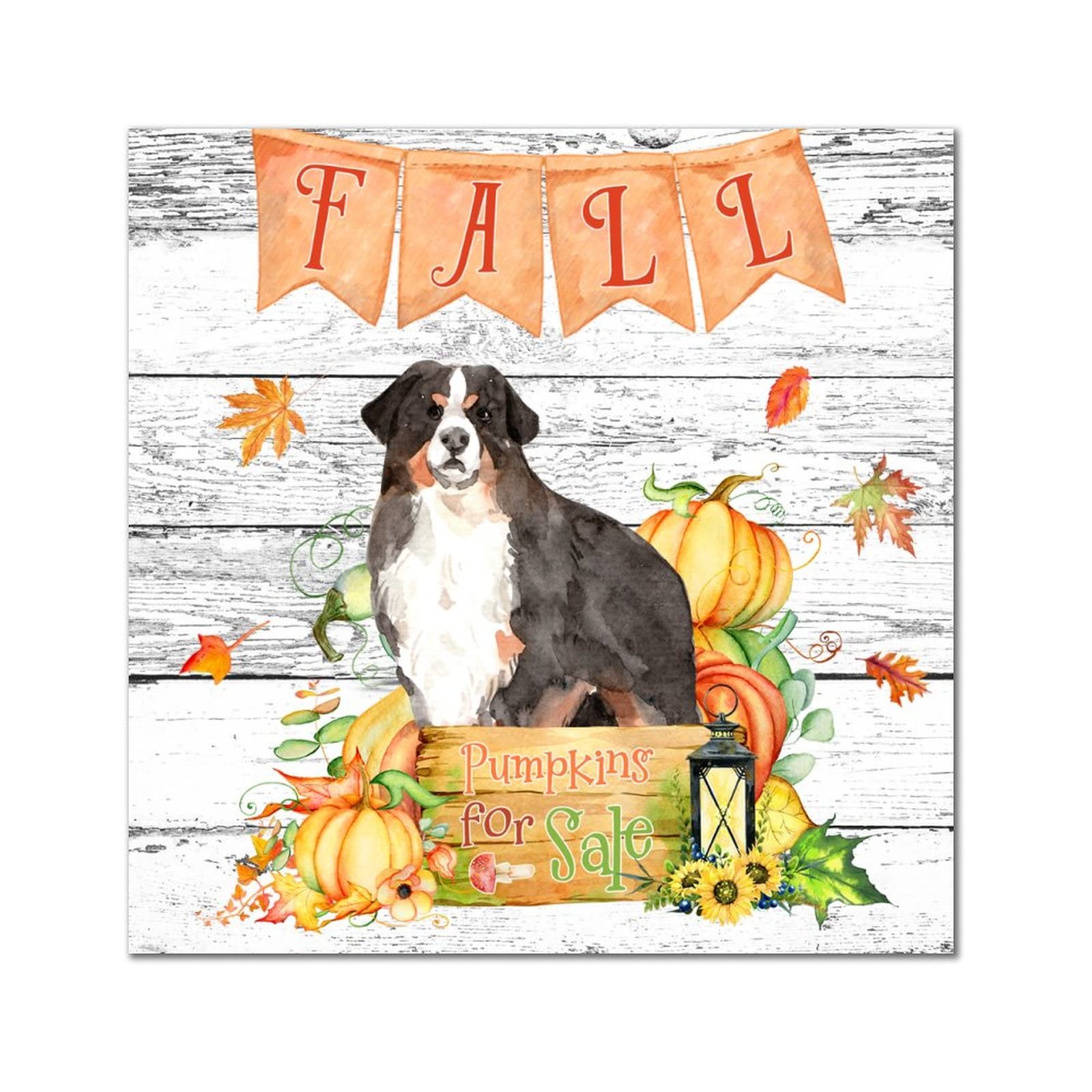 Plaque murale automne avec Berger Allemand, déco bois salon 35cm