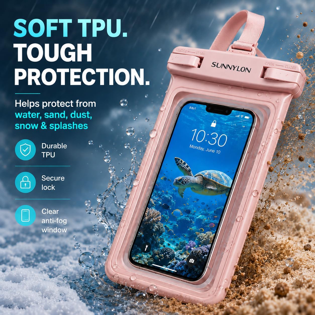 3D Waterproof Phone Pouch, IPX8 100FT Underwater Phone Case,Soft TPU Cell Phone Dry Bag with Lanyard,7 Inch Fits iPhone 17-11 Pro Max, Samsung Galaxy S26/S25/S24 Ultra, Beach Pool (1-Pack Pink)