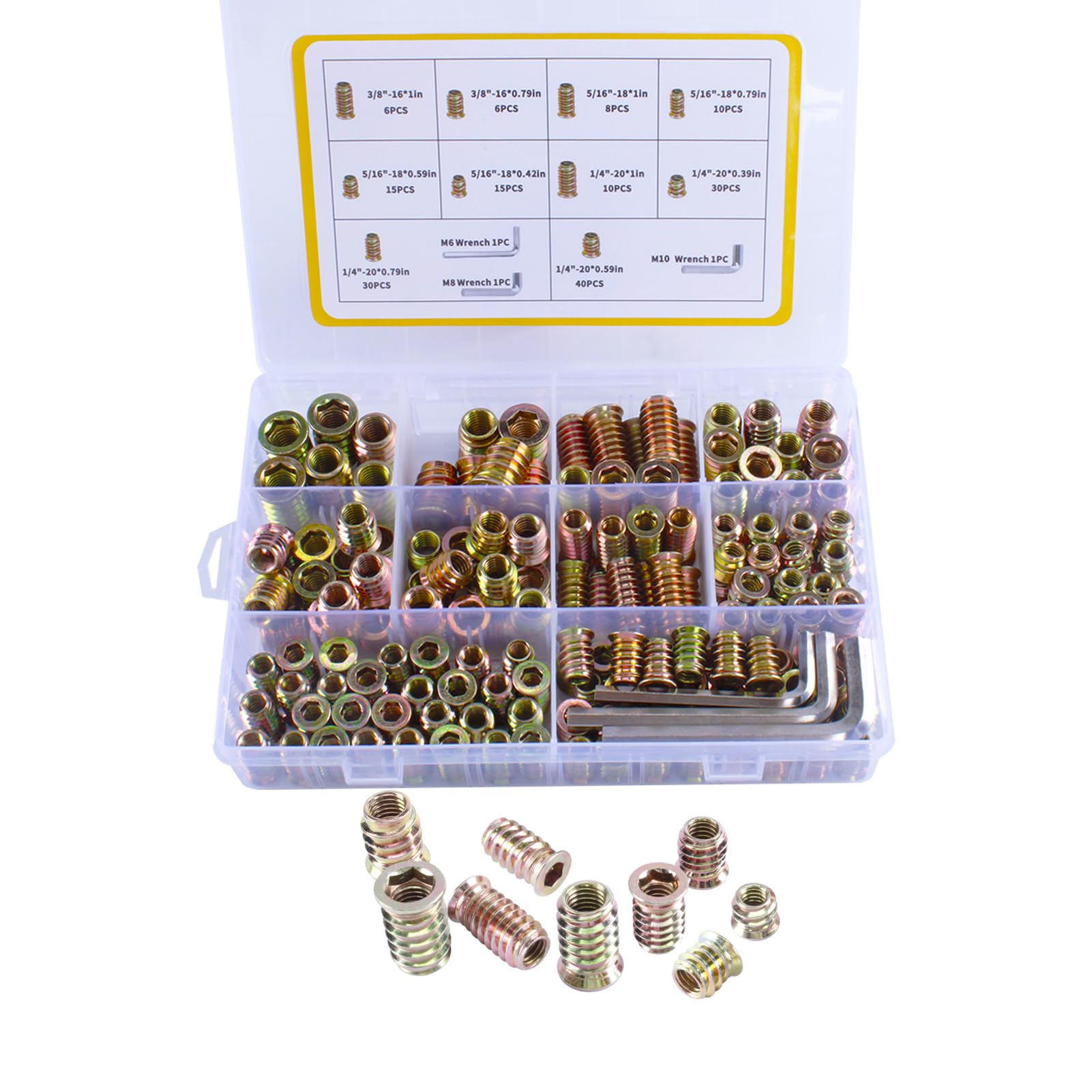 Threaded Inserts for Wood - 170 PCS Kit with Wrenches -7
