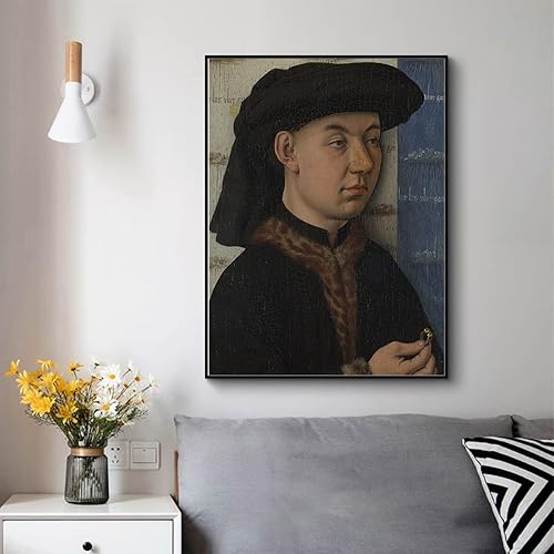 Miniatura 3 de Jan Van Eyck - Póster de pared con texto en inglés "A Young Man Holding a Ring", impresiones en lienzo renacentistas, reproducciones artísticas,