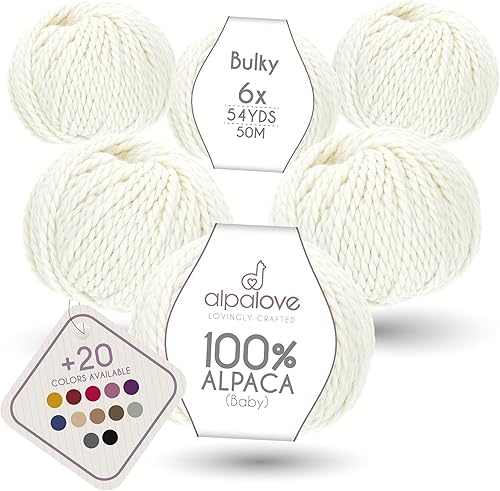 Vista 67 de Bulky Set (6 x 1.75 oz) Super Soft Baby Alpaca Hilo de tejer gris verde 328 yardas Gris Verde,Beige,Azul y verde,Cappuccino,Azul Oscuro,Gris