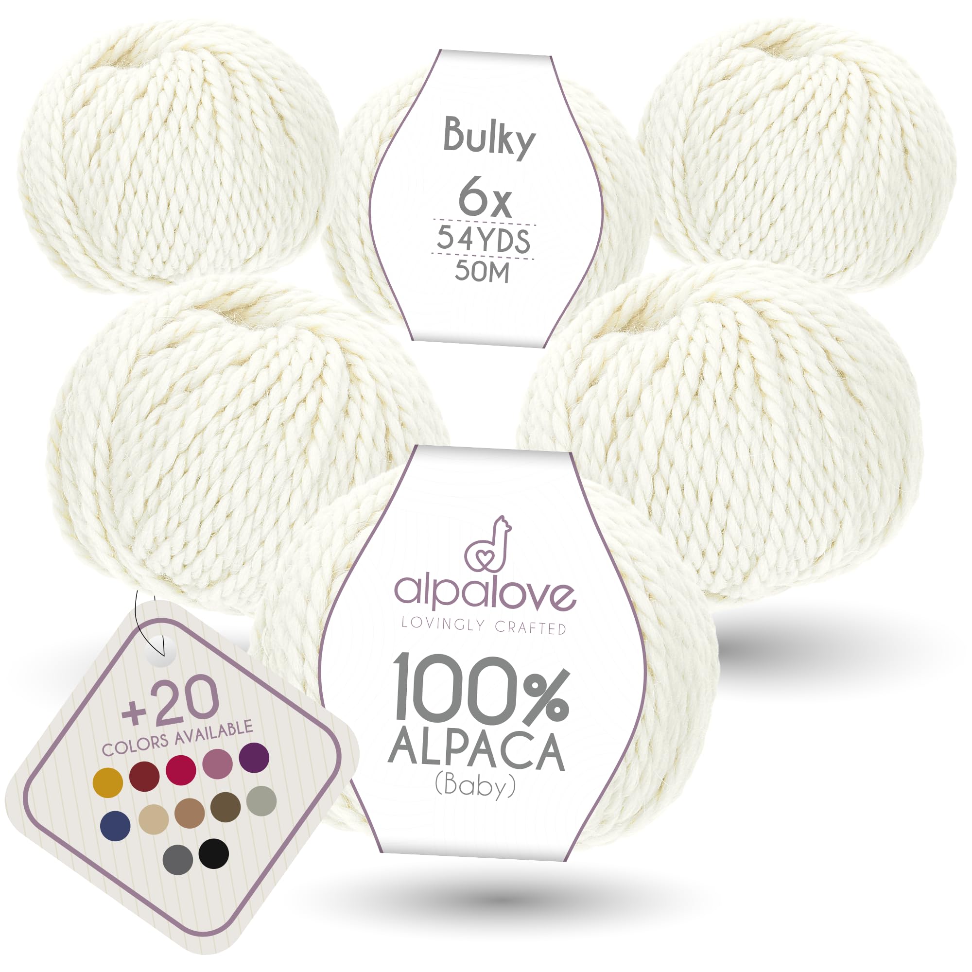 ALPALOVE Bulky Alpaca Yarn Set Ecru