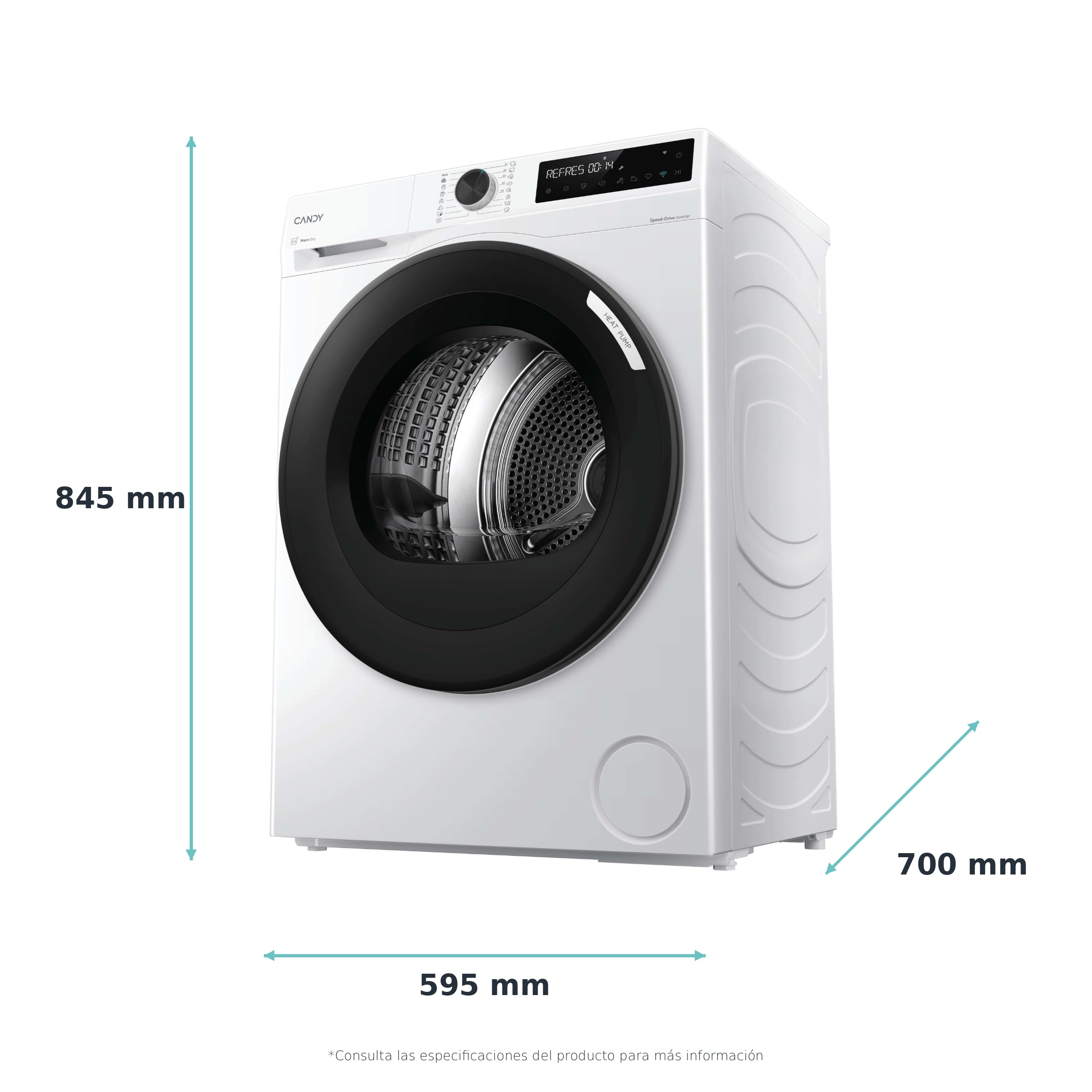 Candy Secadora Bomba de Calor 9 kg Blanco, ProDry 500 [BR 9N5BX-S]