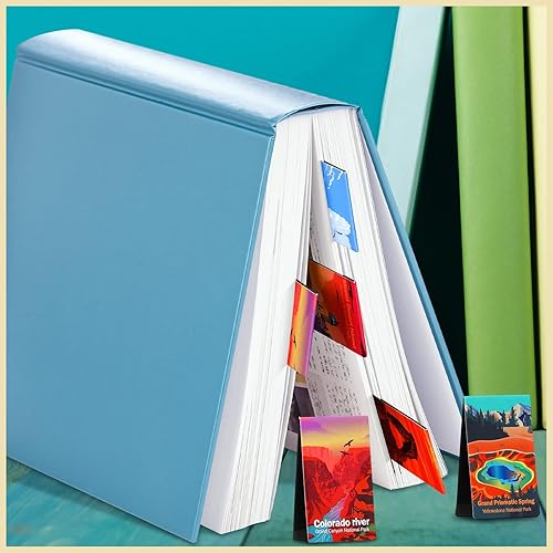 Miniatura 6 de Outus Juego de 24 marcadores magnéticos para páginas del Parque Nacional, varios marcadores inspiradores, juego de marcadores de libro con clip para